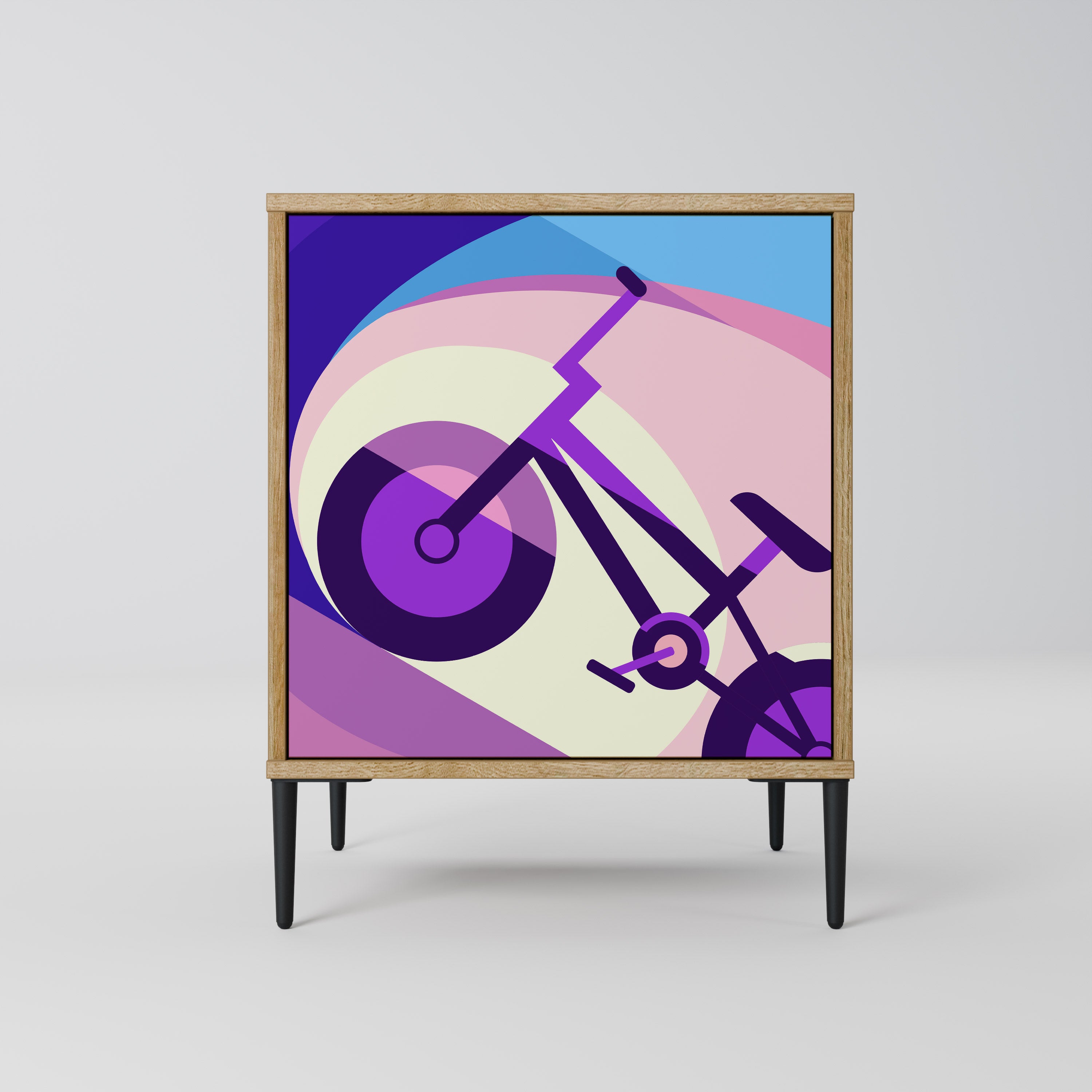 Aparador de 1 puerta BIKE DREAMS con acabado efecto roble