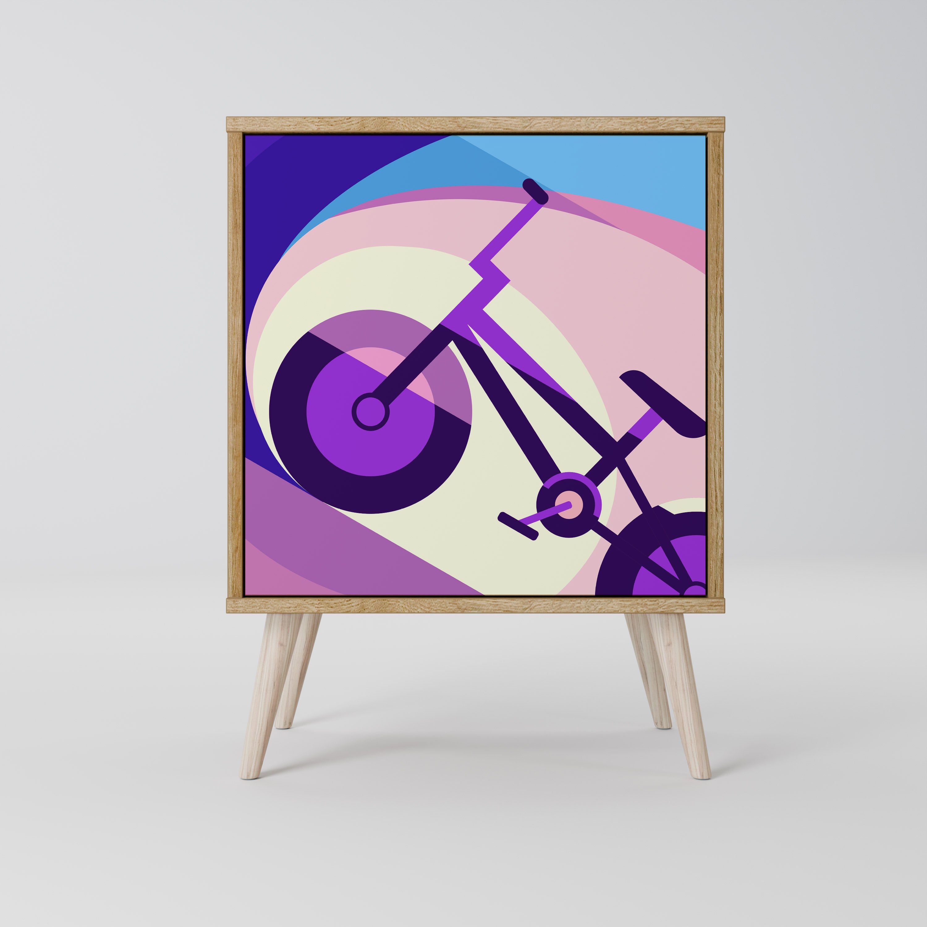 Aparador de 1 puerta BIKE DREAMS con acabado efecto roble