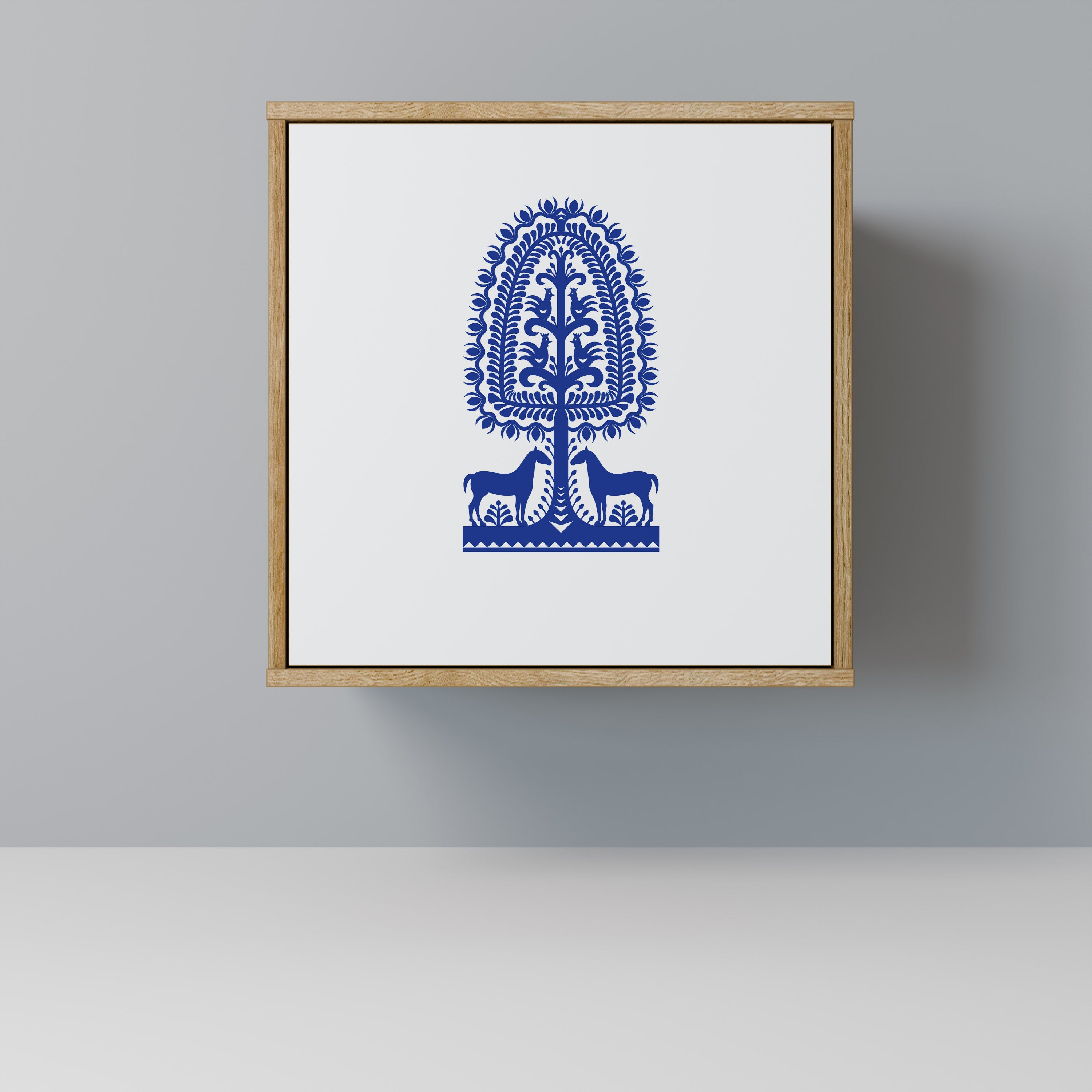 Aparador de una puerta de arte popular polaco con efecto roble