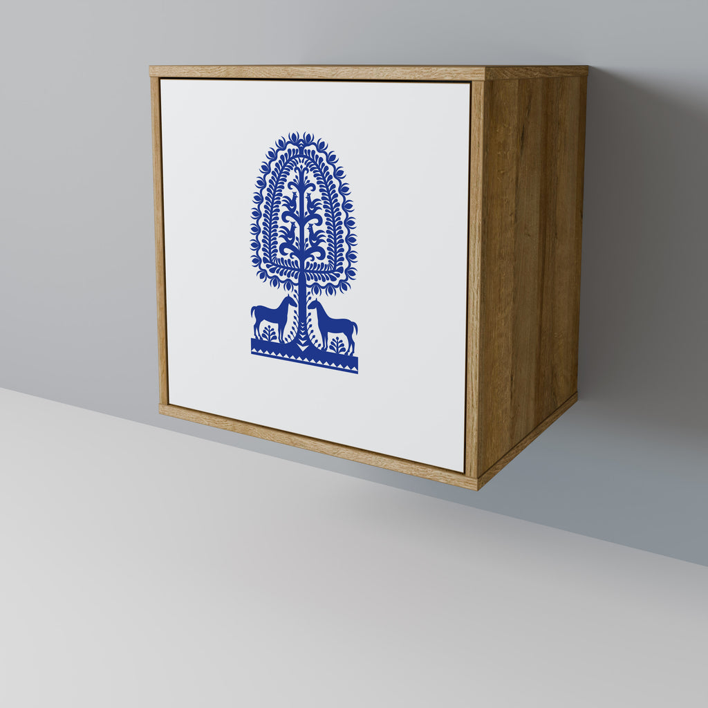 Aparador de una puerta de arte popular polaco con efecto roble