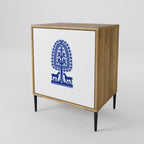 POLISH FOLK ART Aparador de 1 Puerta en Efecto Roble