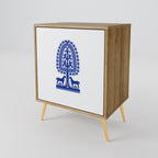 POLISH FOLK ART Aparador de 1 Puerta en Efecto Roble