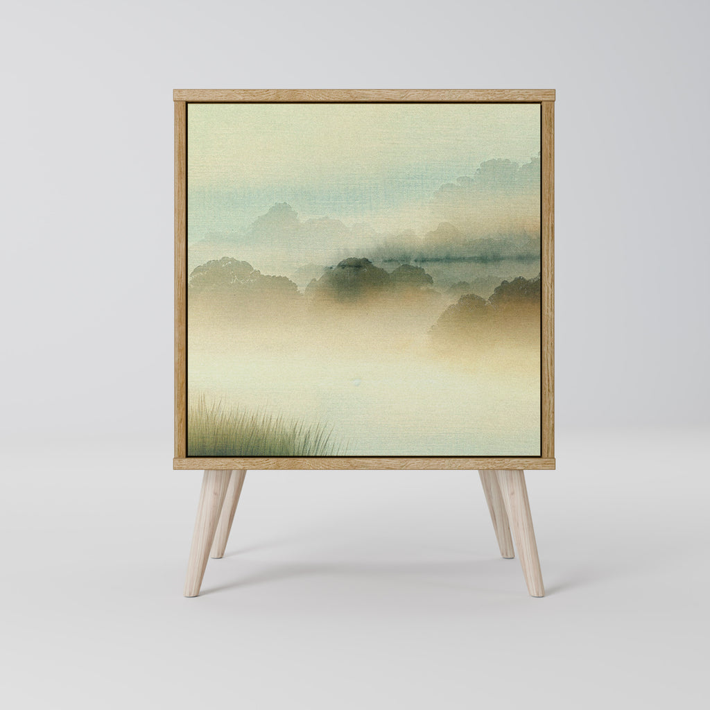 Aparador de 1 puerta MORNING BY THE LAKE en efecto roble