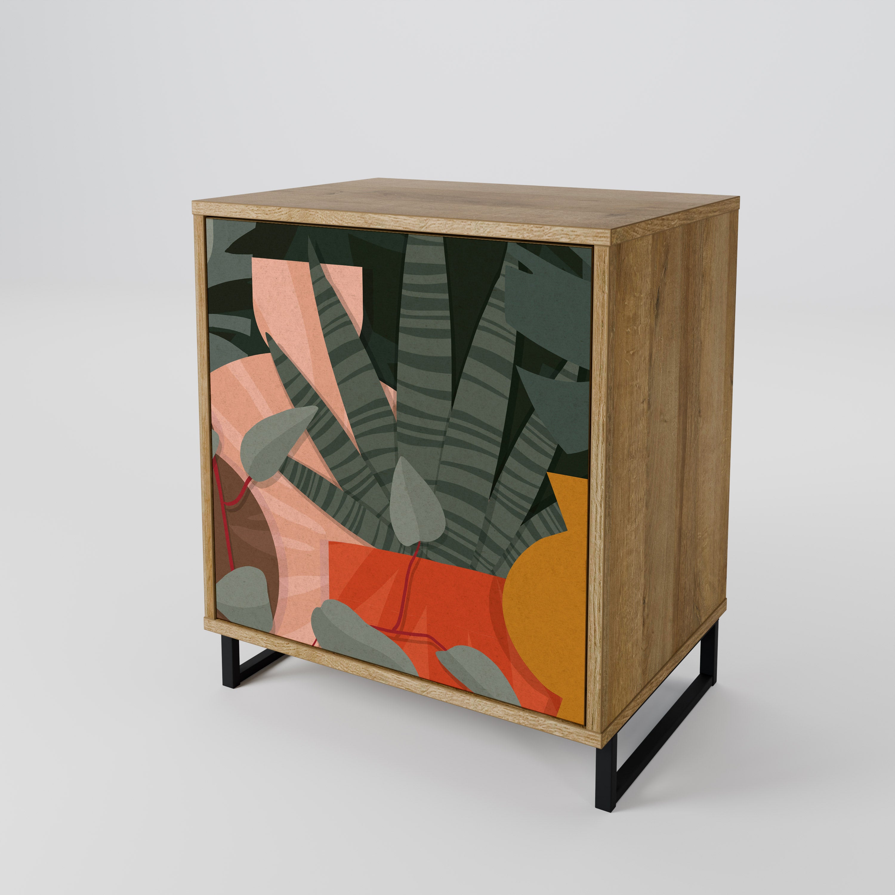 TROPICAL COMPOSITION 1-Door Sideboard in Oak Effect