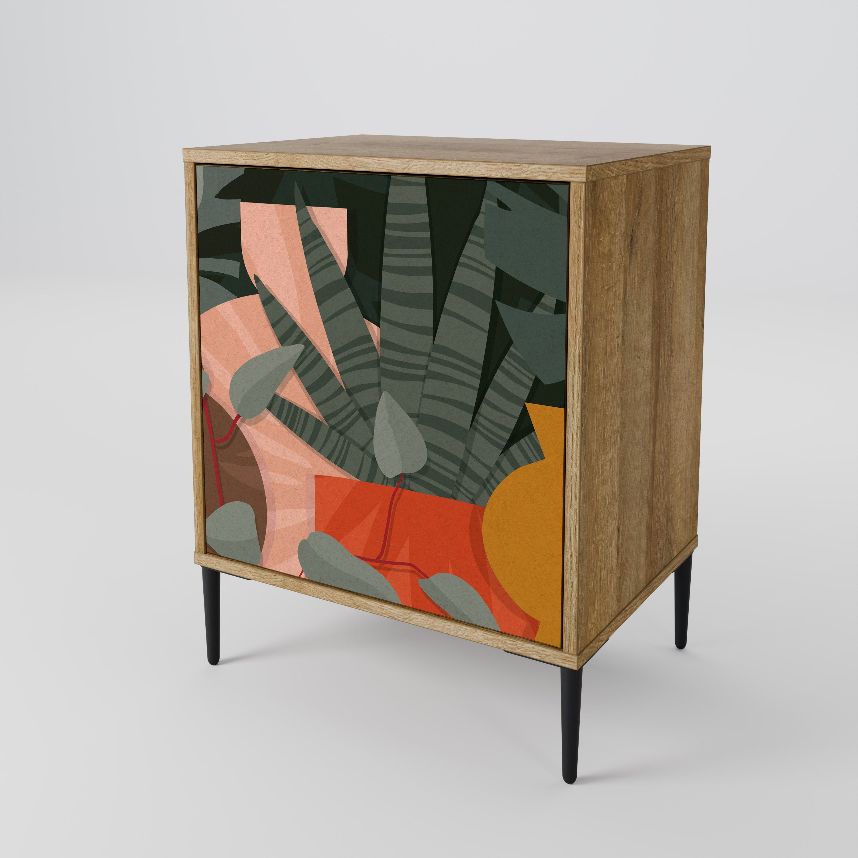 TROPICAL COMPOSITION 1-Door Sideboard in Oak Effect