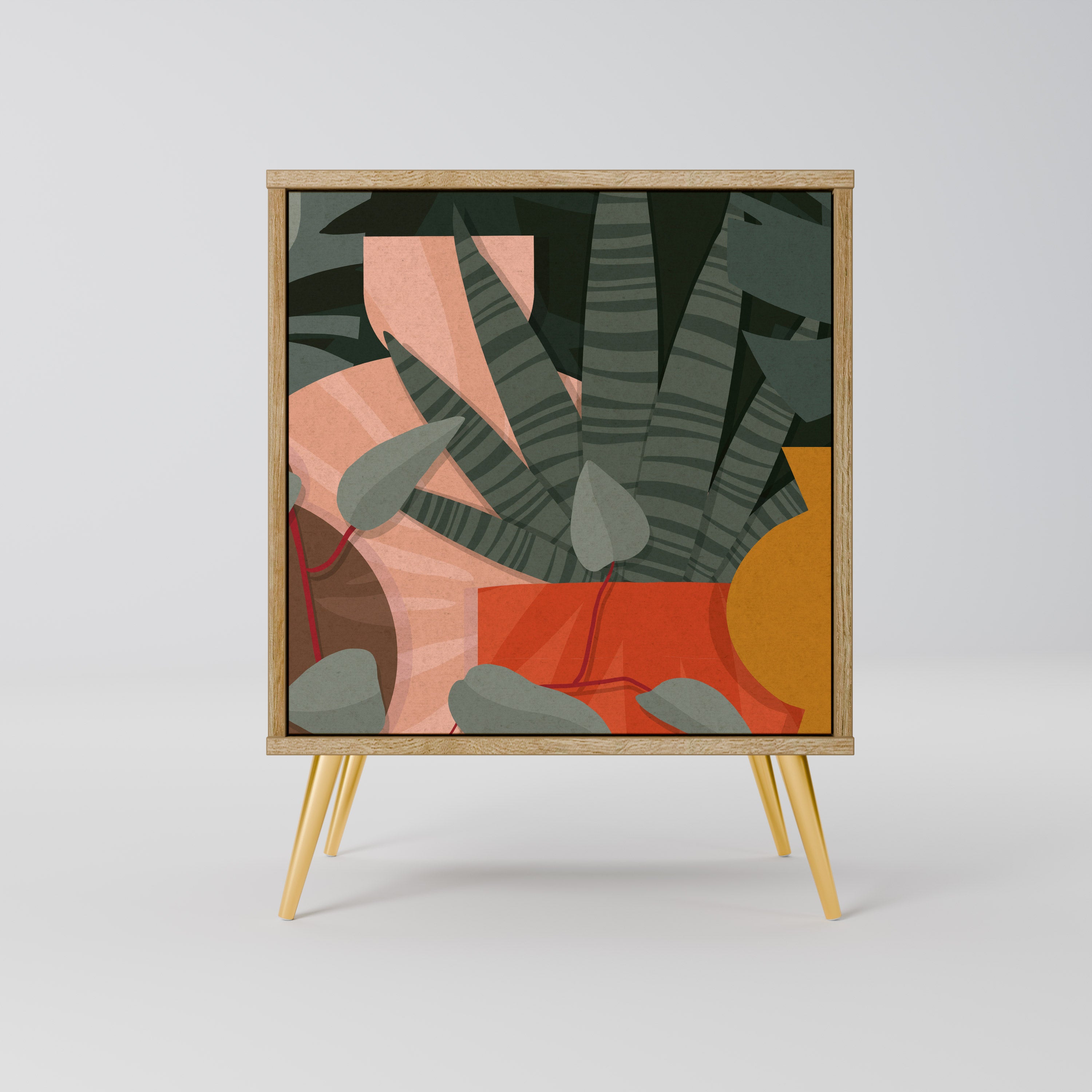 TROPICAL COMPOSITION 1-Door Sideboard in Oak Effect