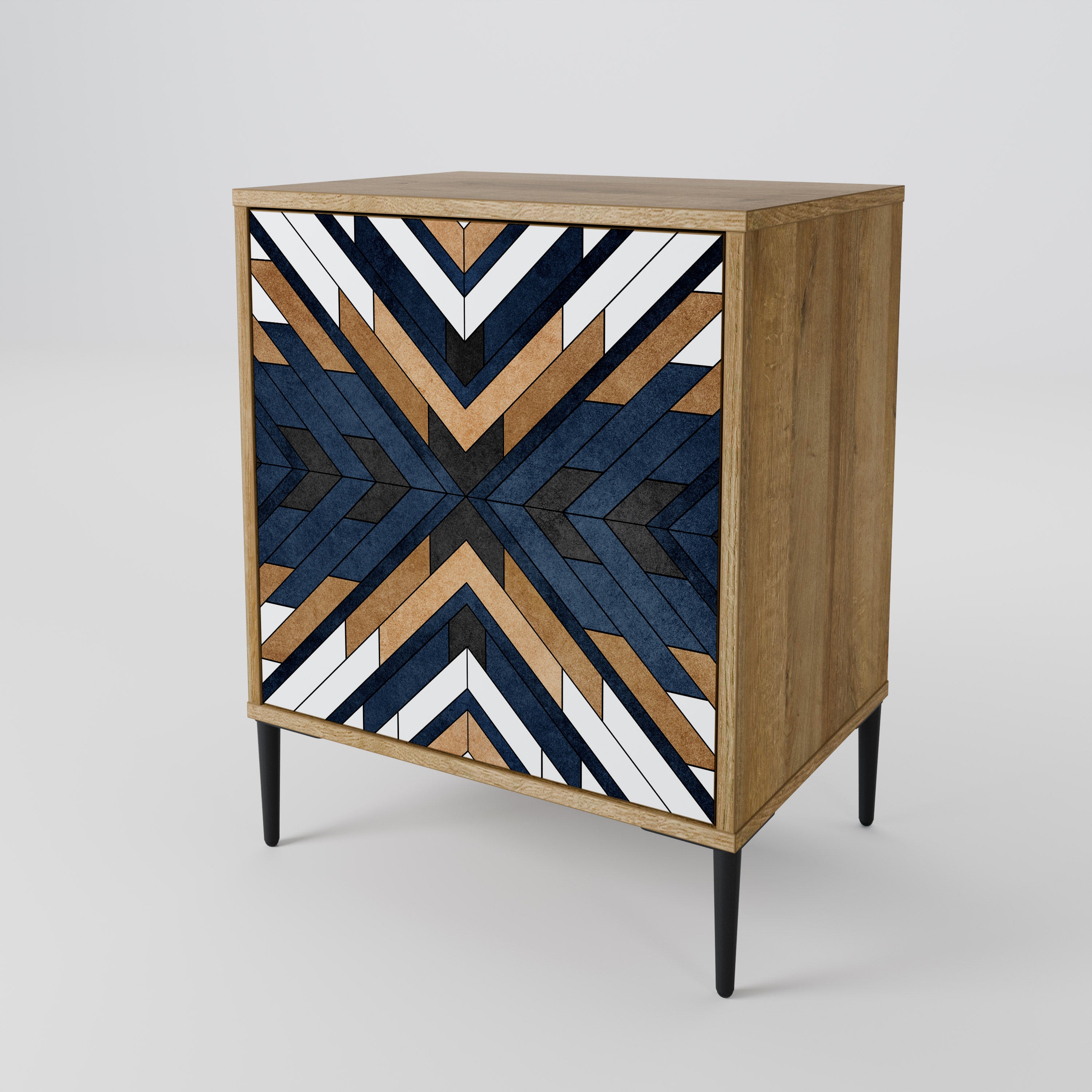 ARTFUL GEOMETRY 1-Door Sideboard in Oak Effect