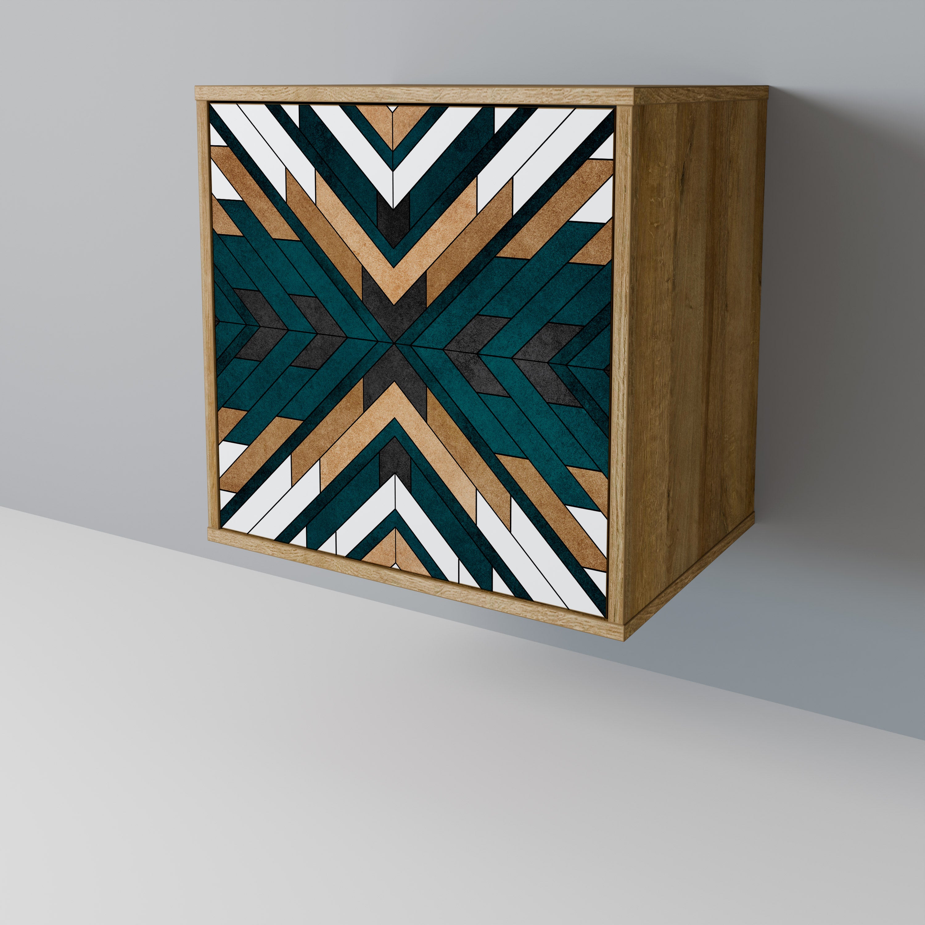 ARTISTIC GEOMETRY 1-Door Sideboard in Oak Effect
