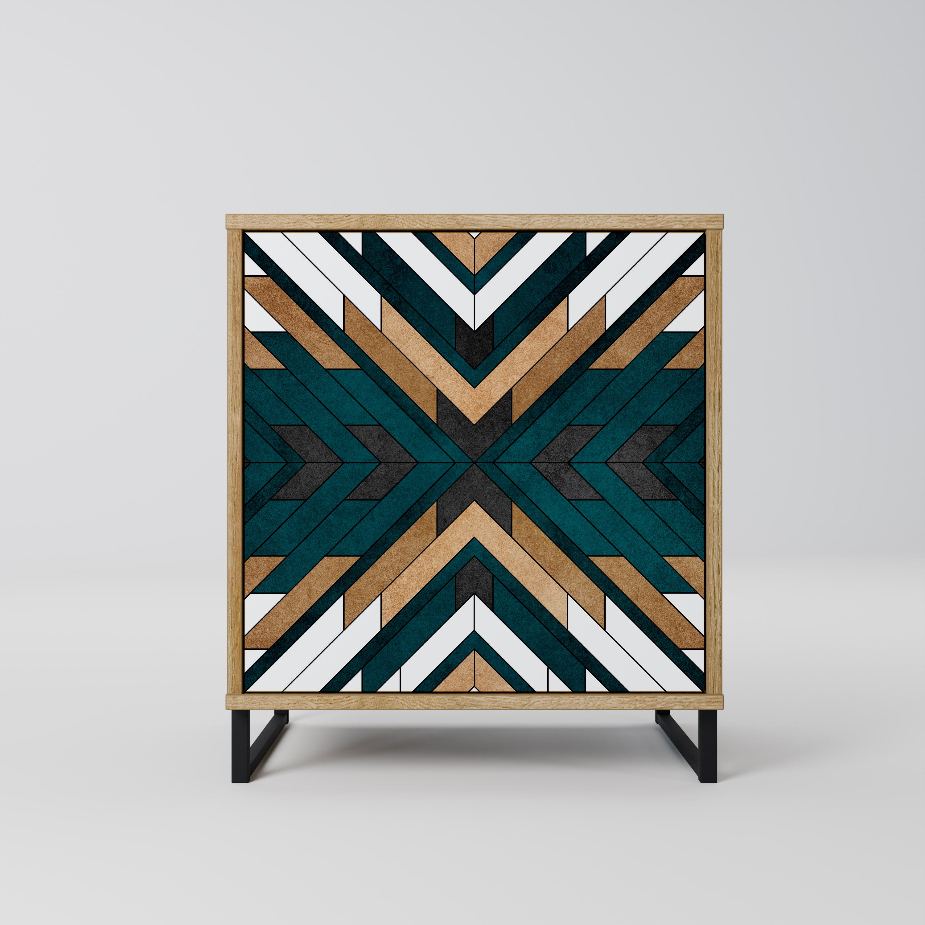 ARTISTIC GEOMETRY 1-Door Sideboard in Oak Effect