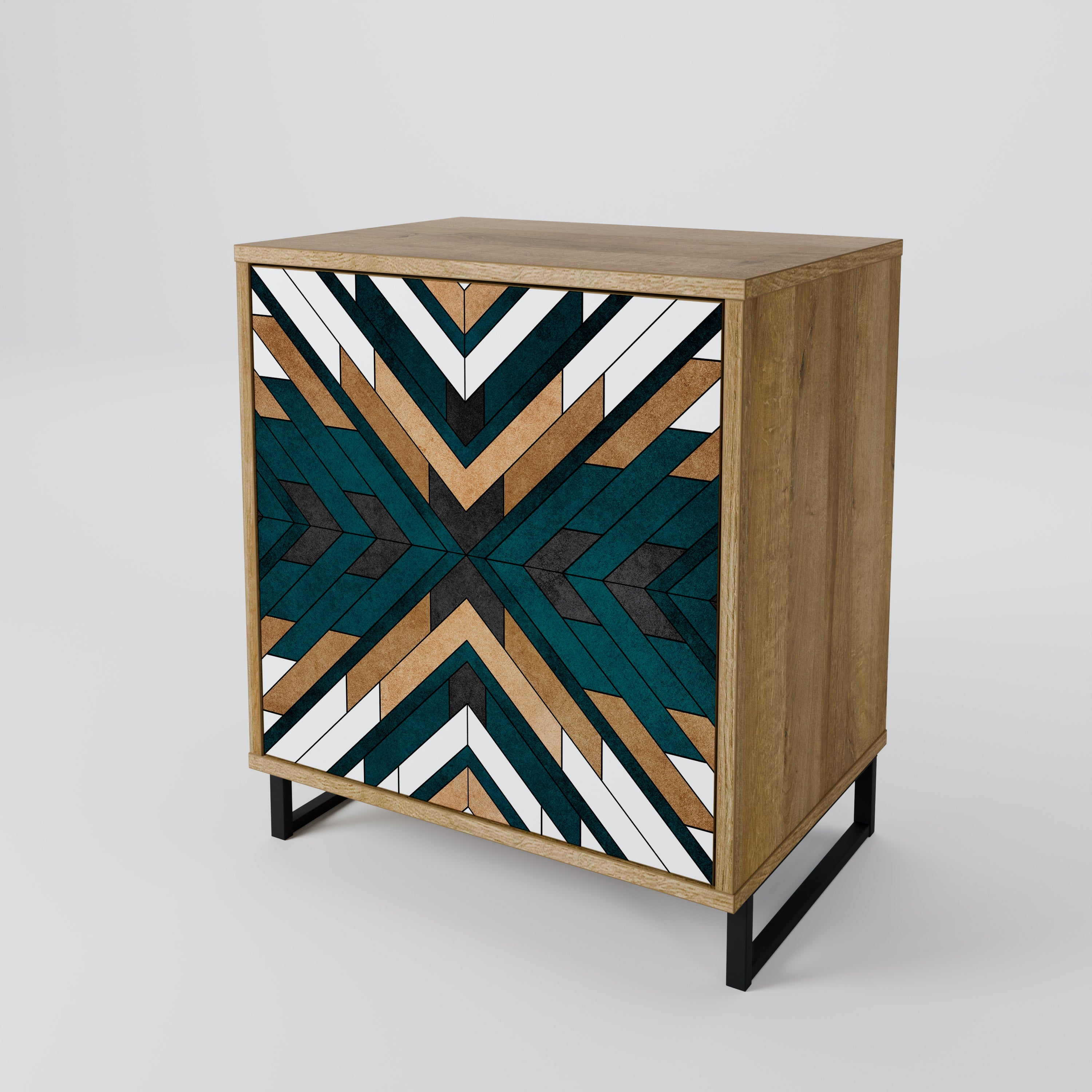 ARTISTIC GEOMETRY 1-Door Sideboard in Oak Effect