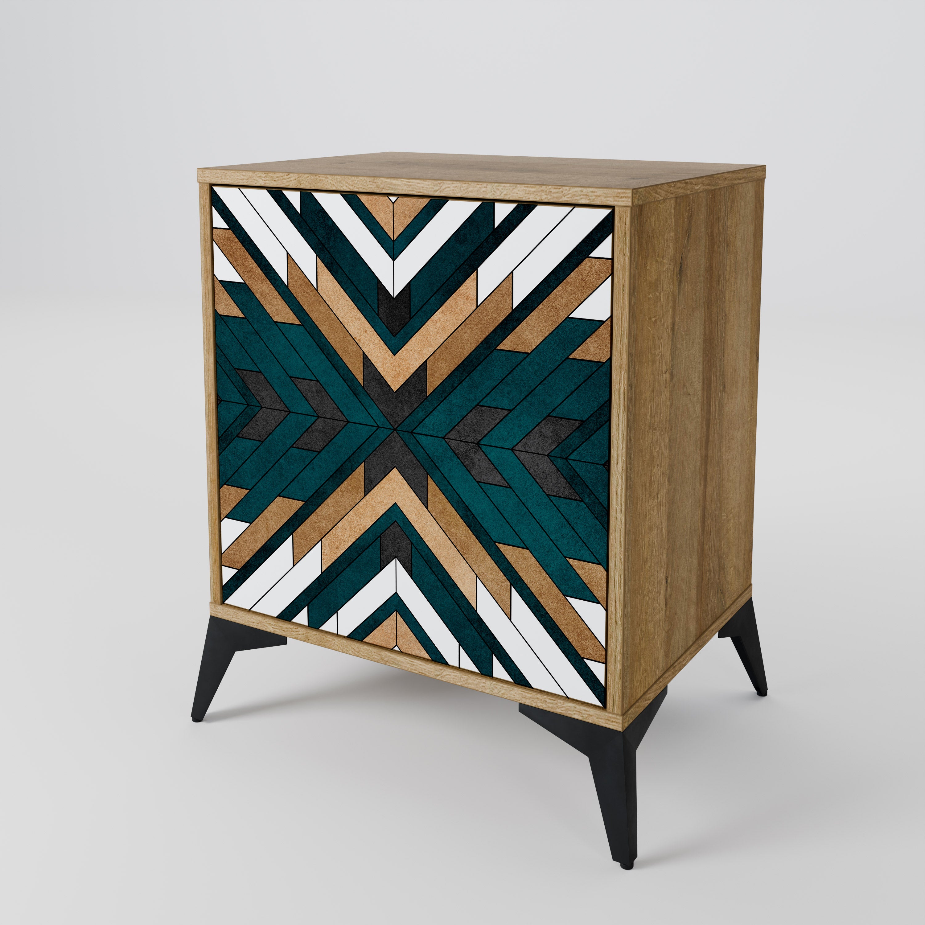 ARTISTIC GEOMETRY 1-Door Sideboard in Oak Effect