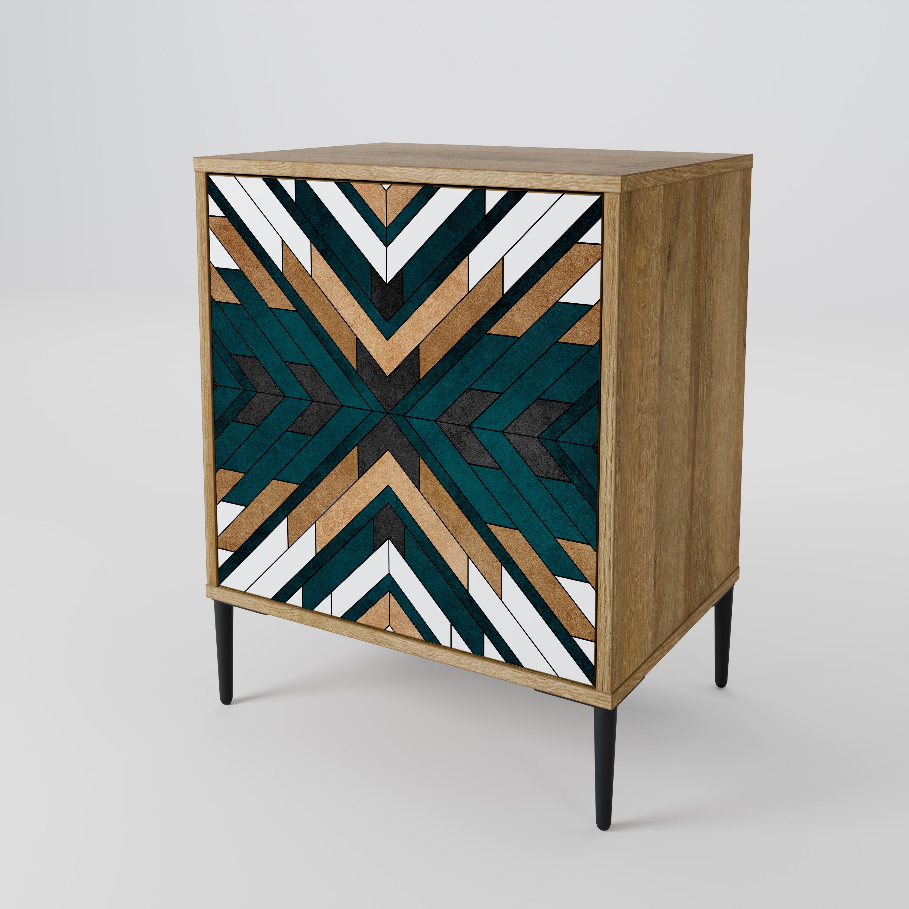 ARTISTIC GEOMETRY 1-Door Sideboard in Oak Effect