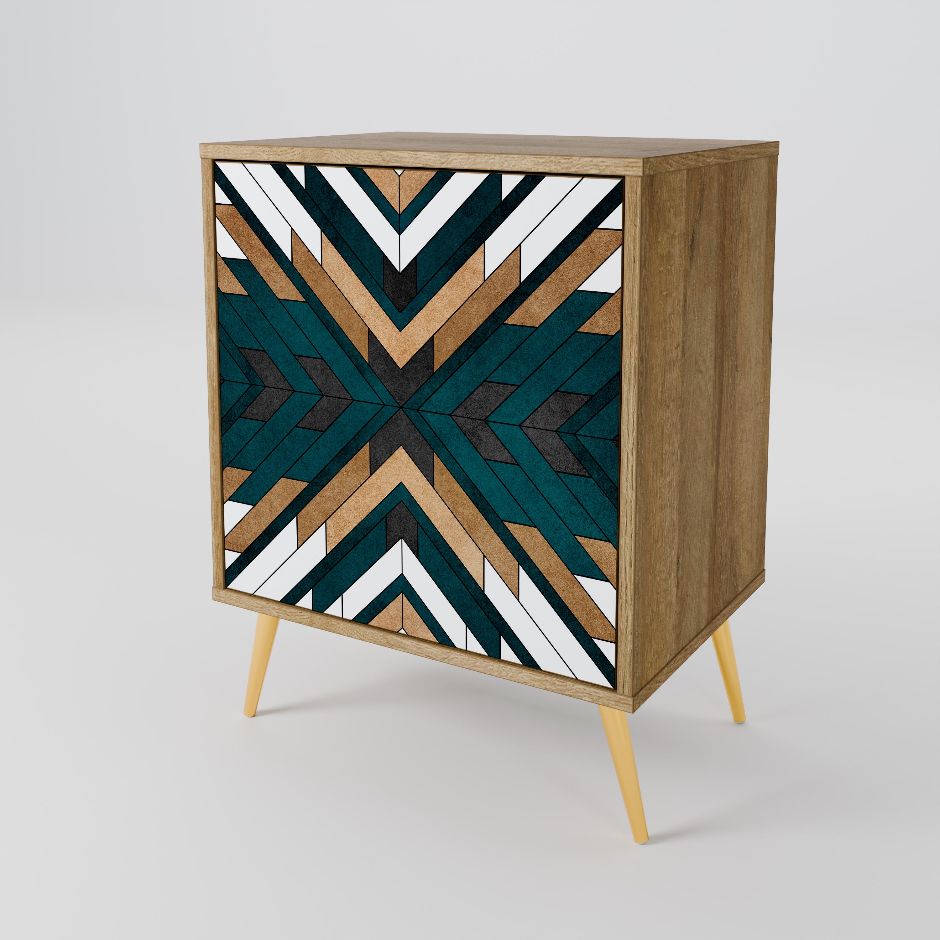 ARTISTIC GEOMETRY 1-Door Sideboard in Oak Effect