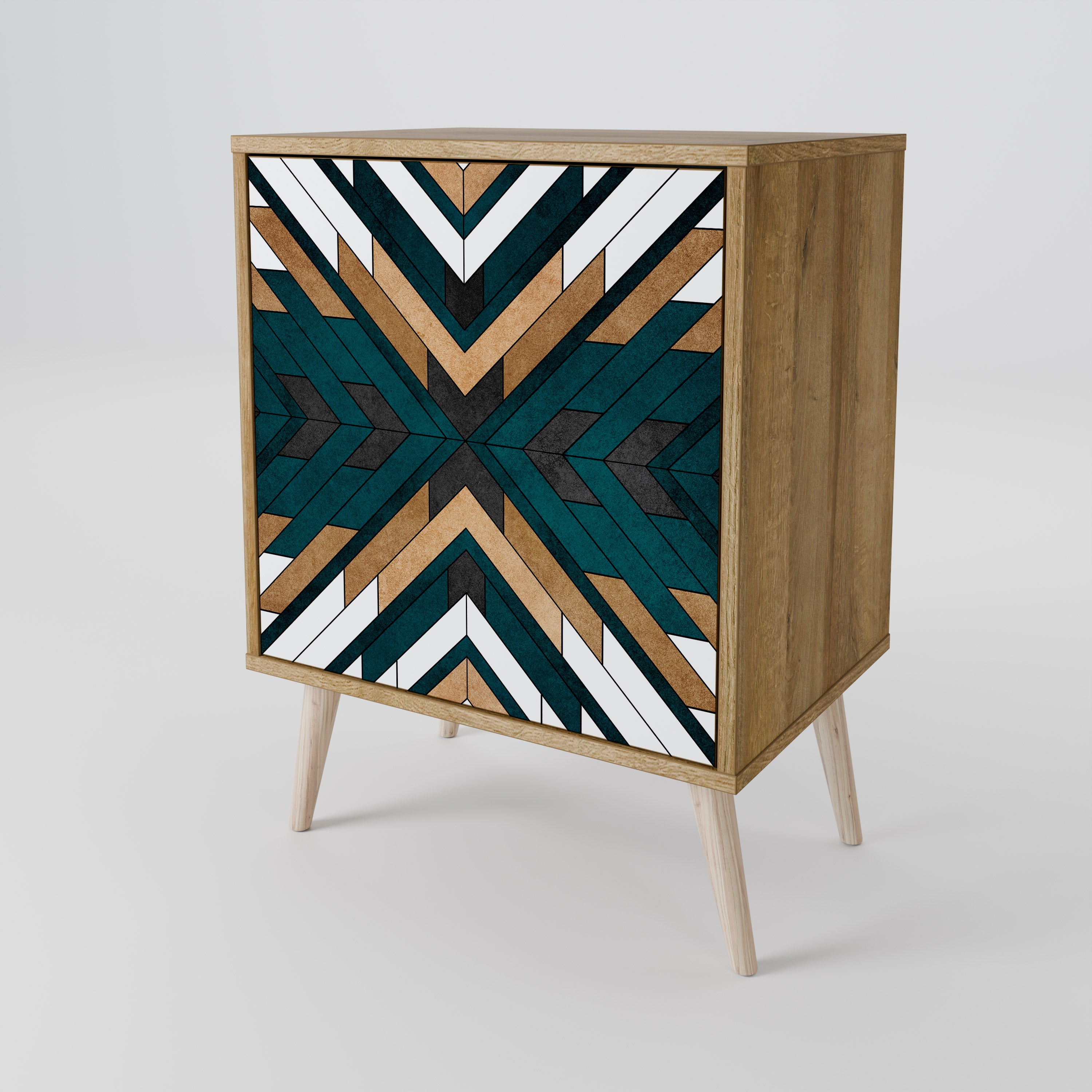 ARTISTIC GEOMETRY 1-Door Sideboard in Oak Effect