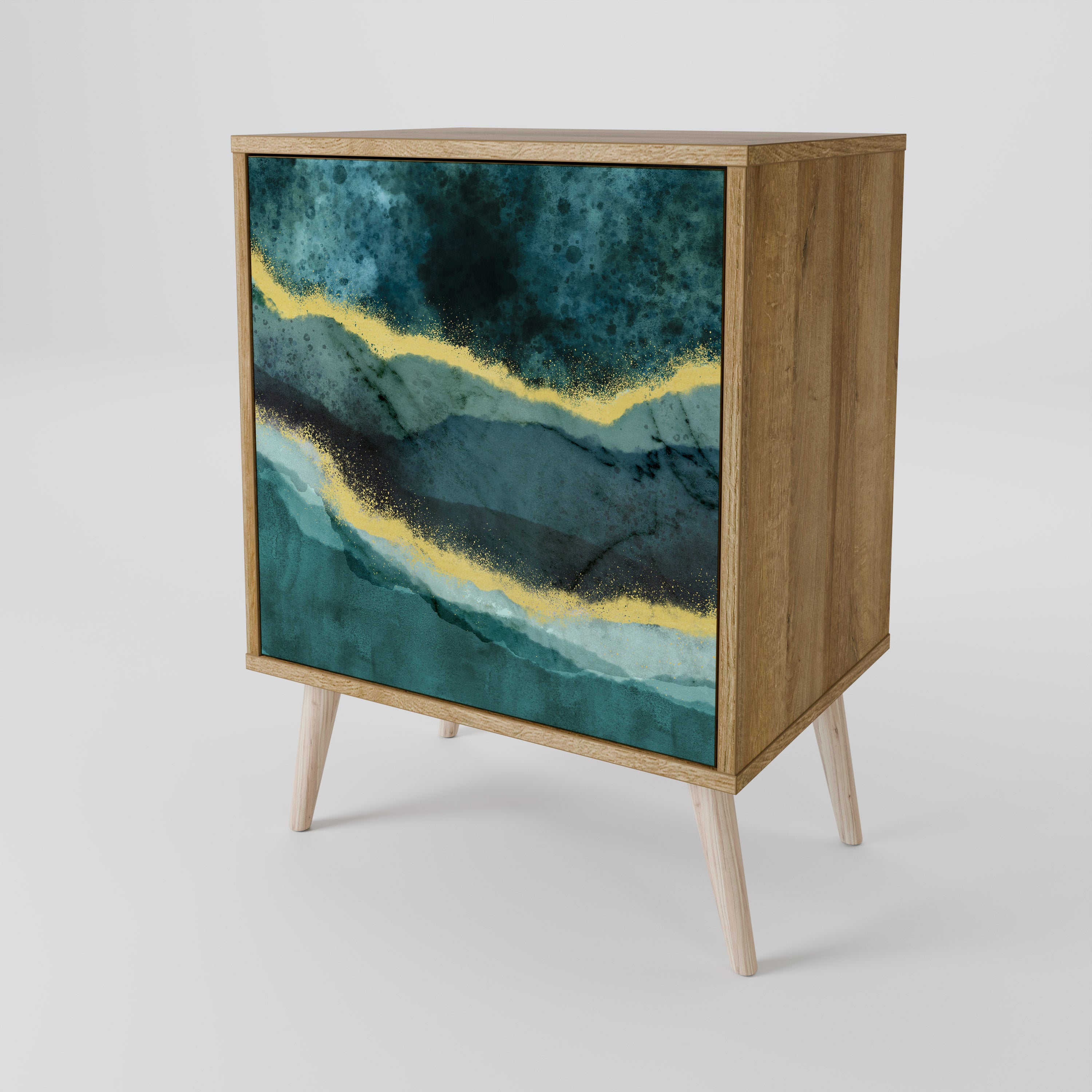 Aparador GOLDRUSH ODYSSEY de 1 puerta con acabado efecto roble