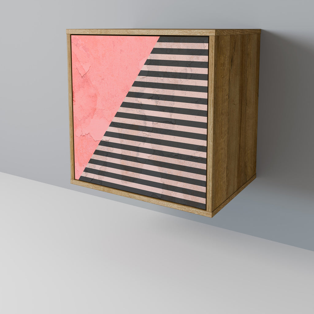 GLAMOROUS STRIPE 1-Door Sideboard in Oak Effect