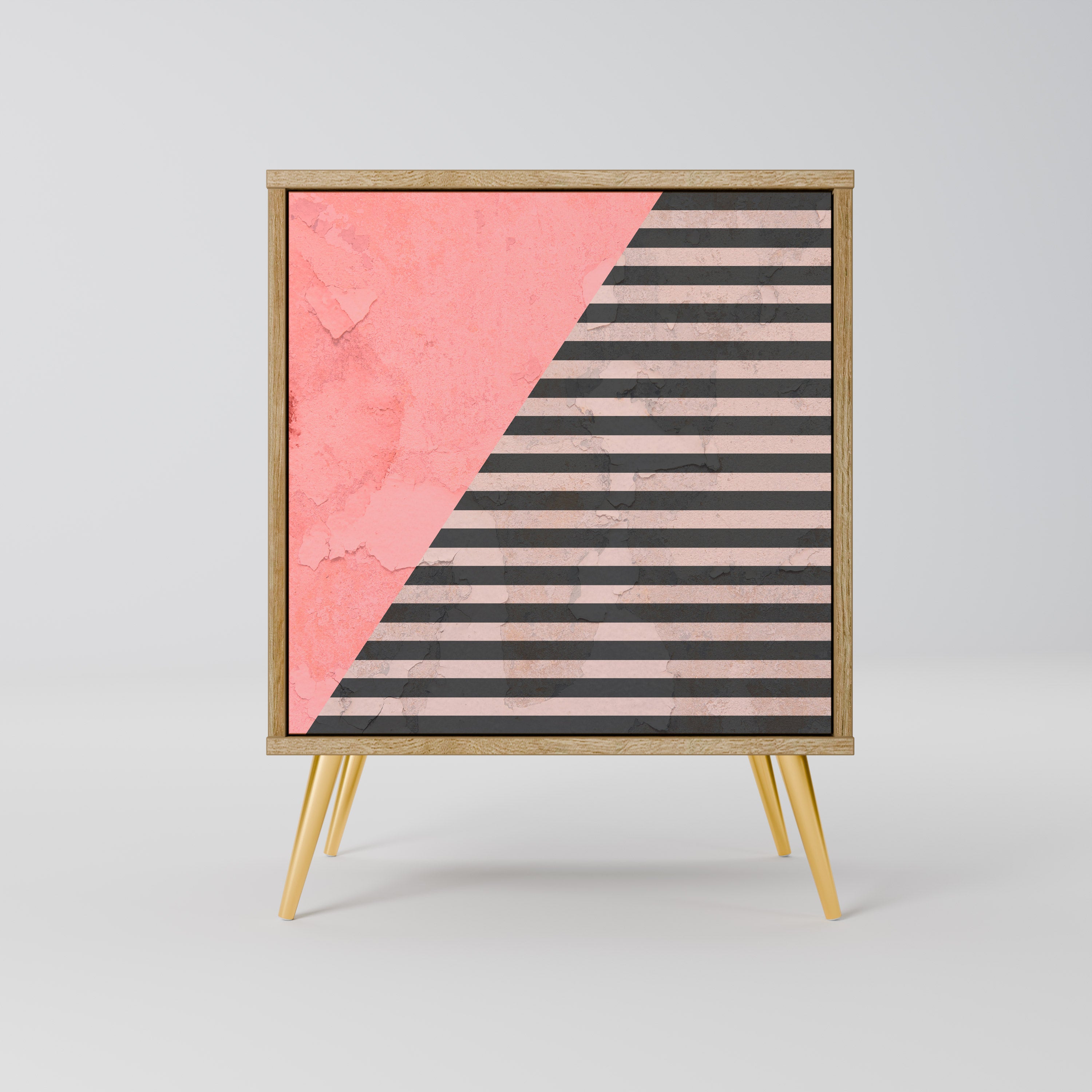 GLAMOROUS STRIPE 1-Door Sideboard in Oak Effect