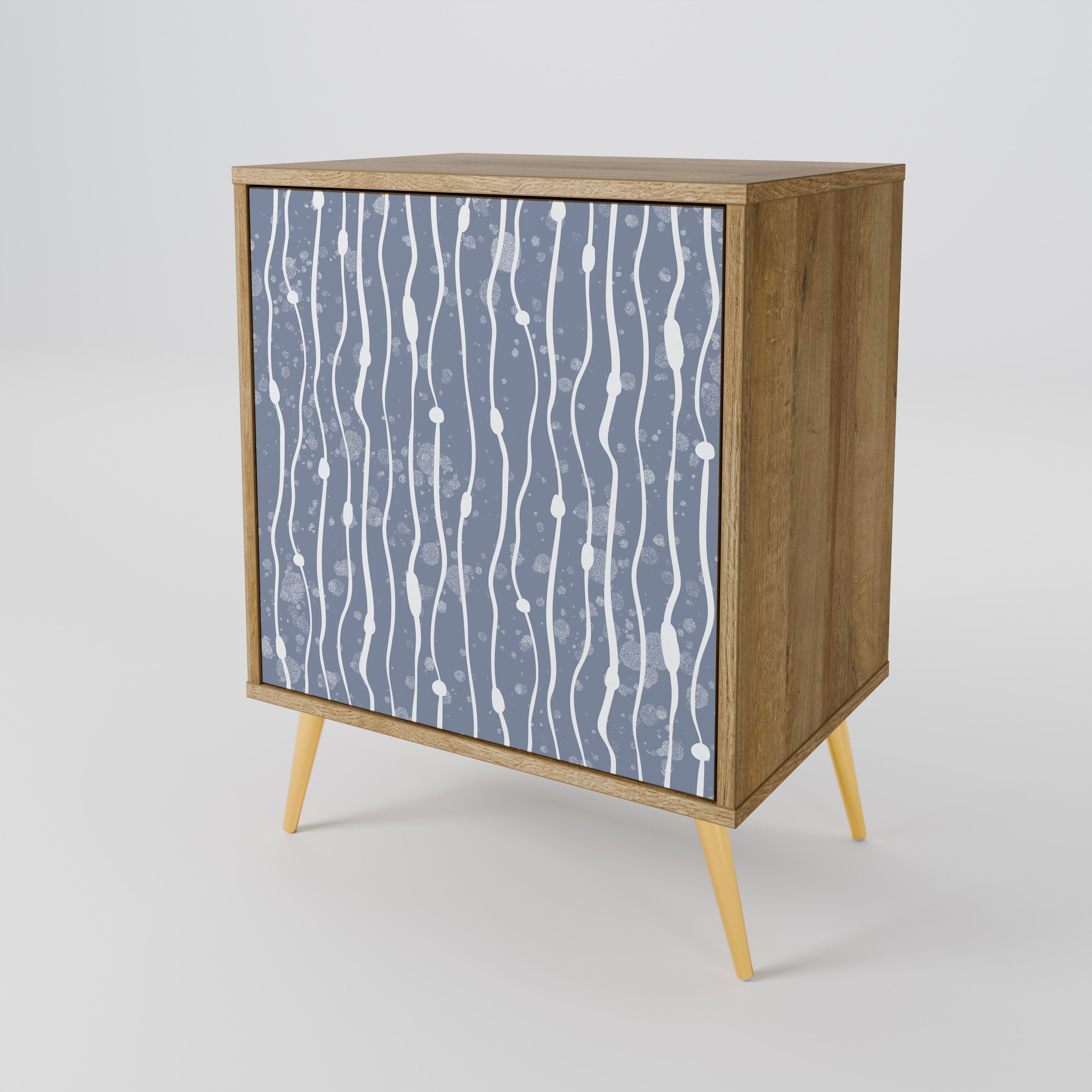 Aparador de una puerta GRAPHITE RAIN con acabado efecto roble