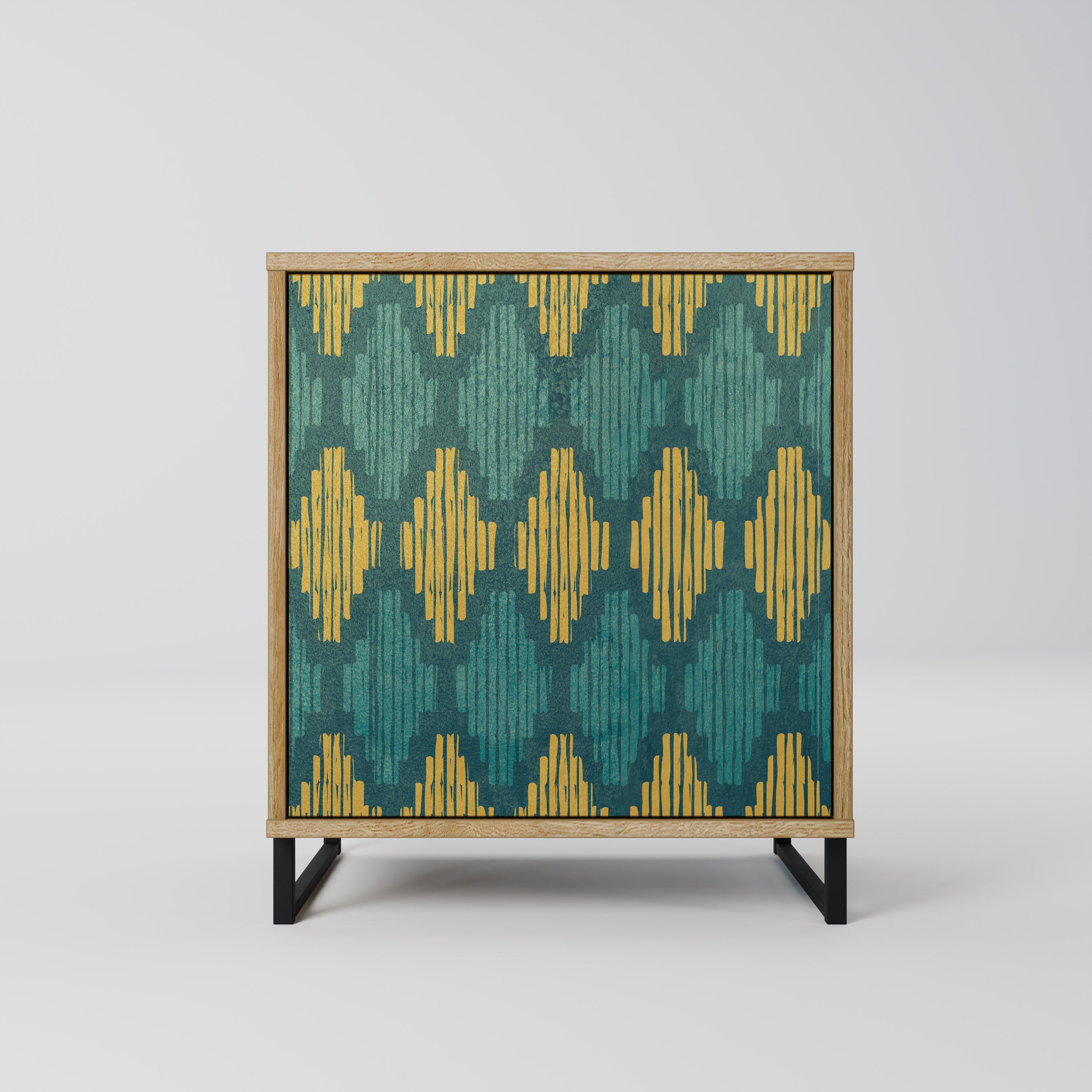 Aparador POLYGONS de 1 puerta con acabado efecto roble