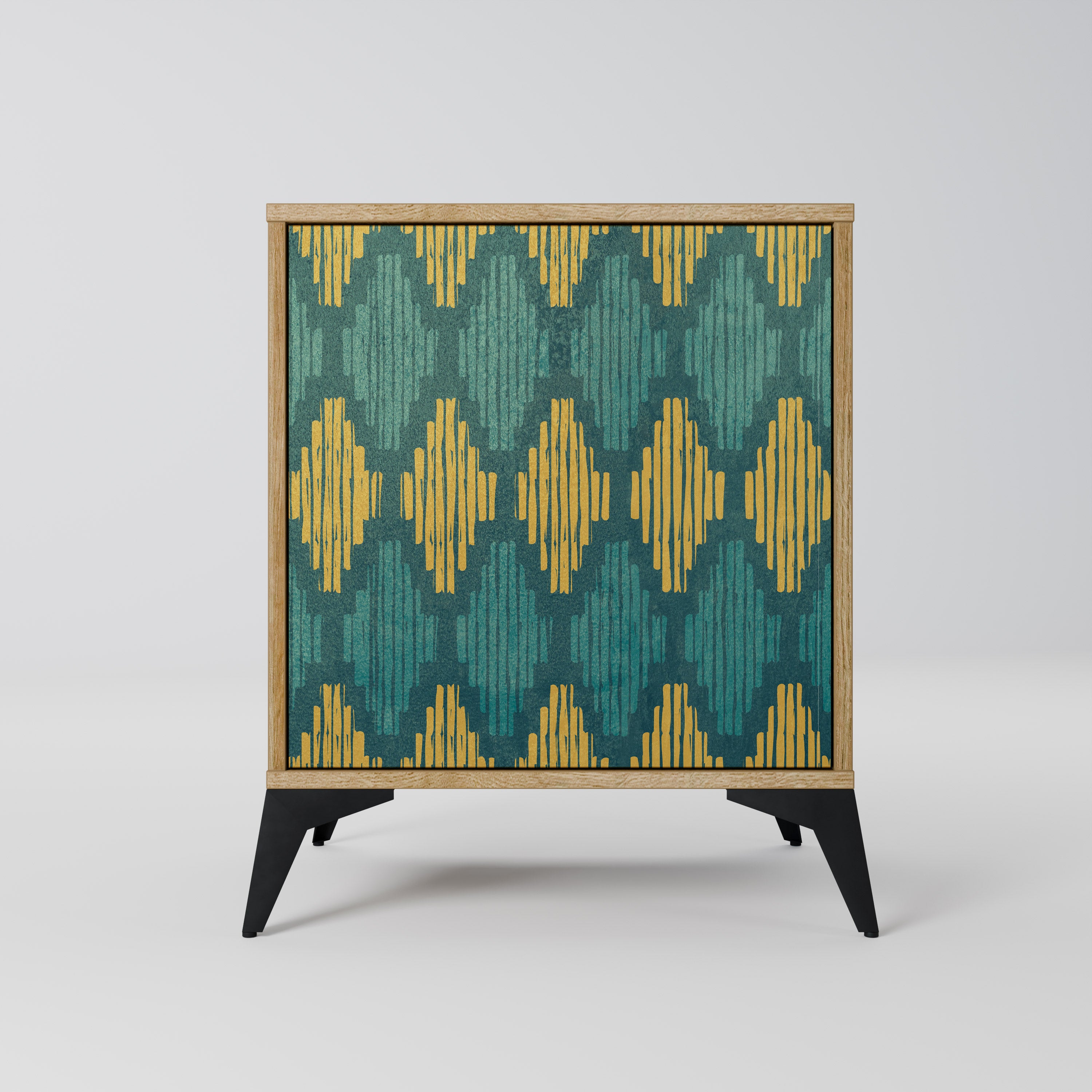 Aparador POLYGONS de 1 puerta con acabado efecto roble