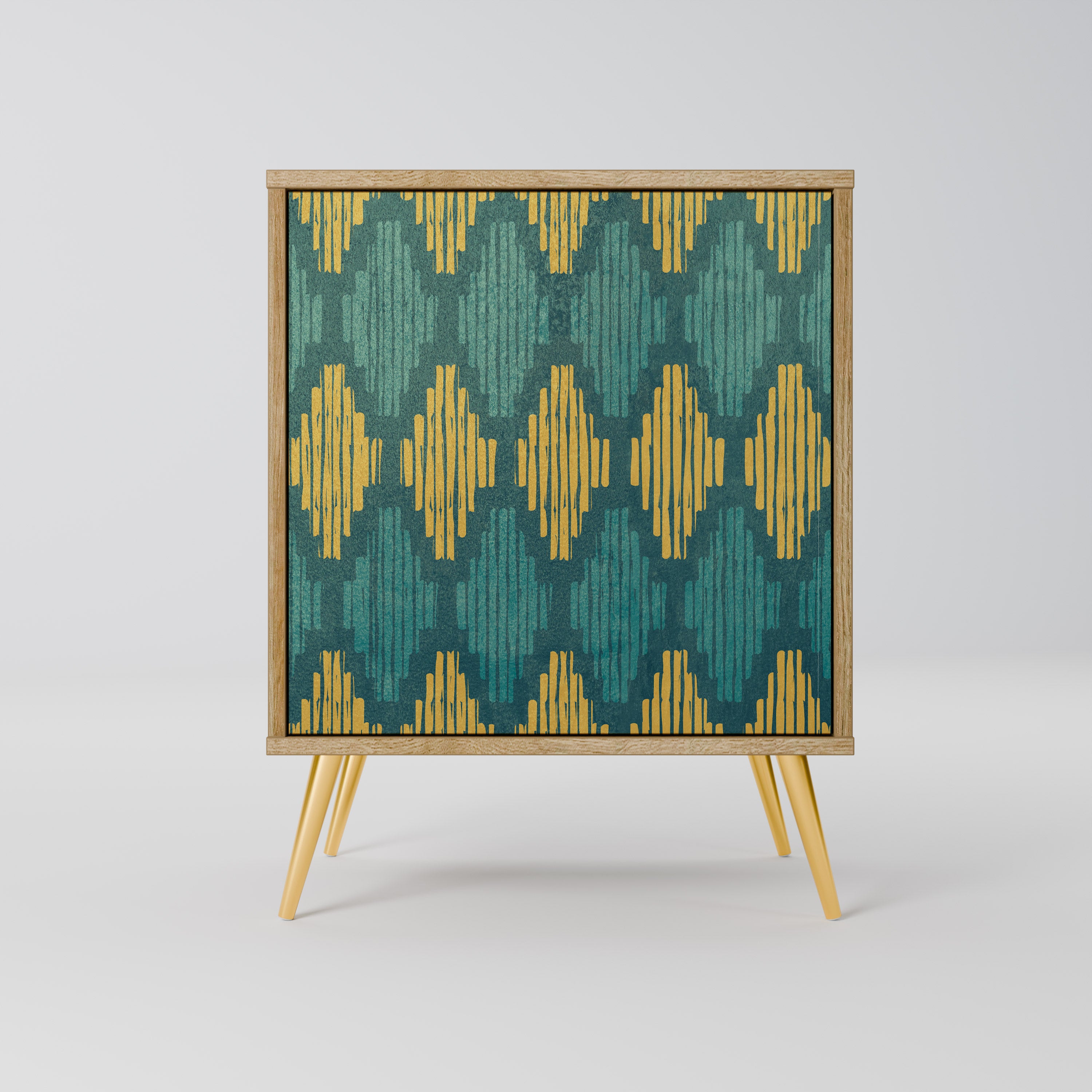 Aparador POLYGONS de 1 puerta con acabado efecto roble