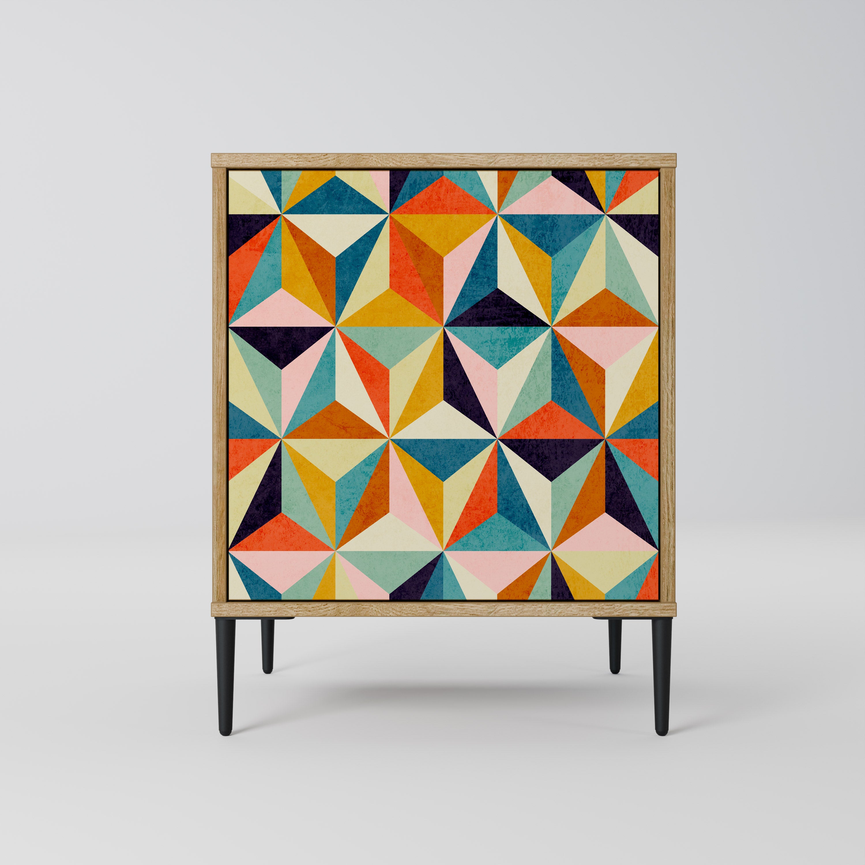 Aparador TESSELATE TREASURES de 1 puerta con acabado efecto roble