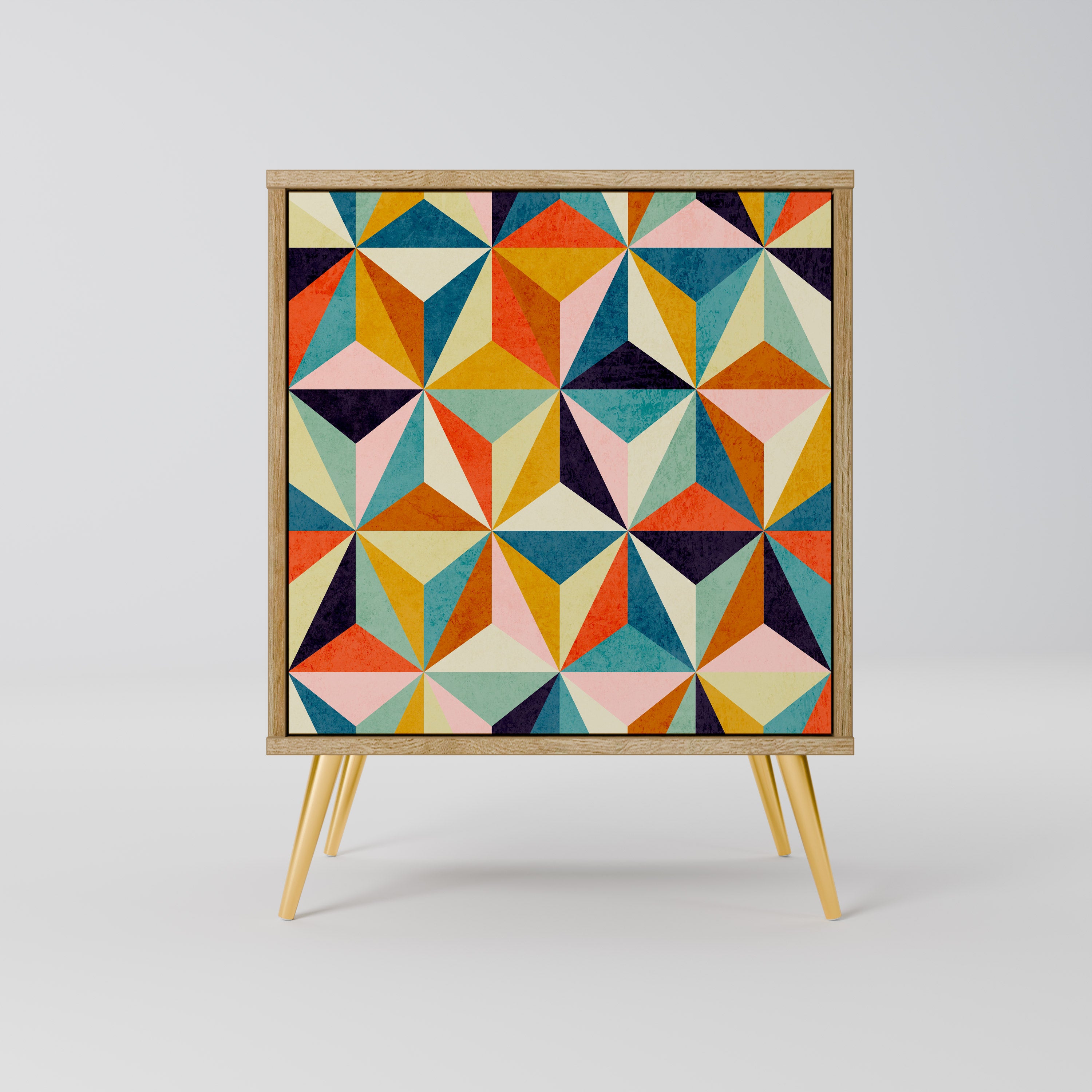 Aparador TESSELATE TREASURES de 1 puerta con acabado efecto roble