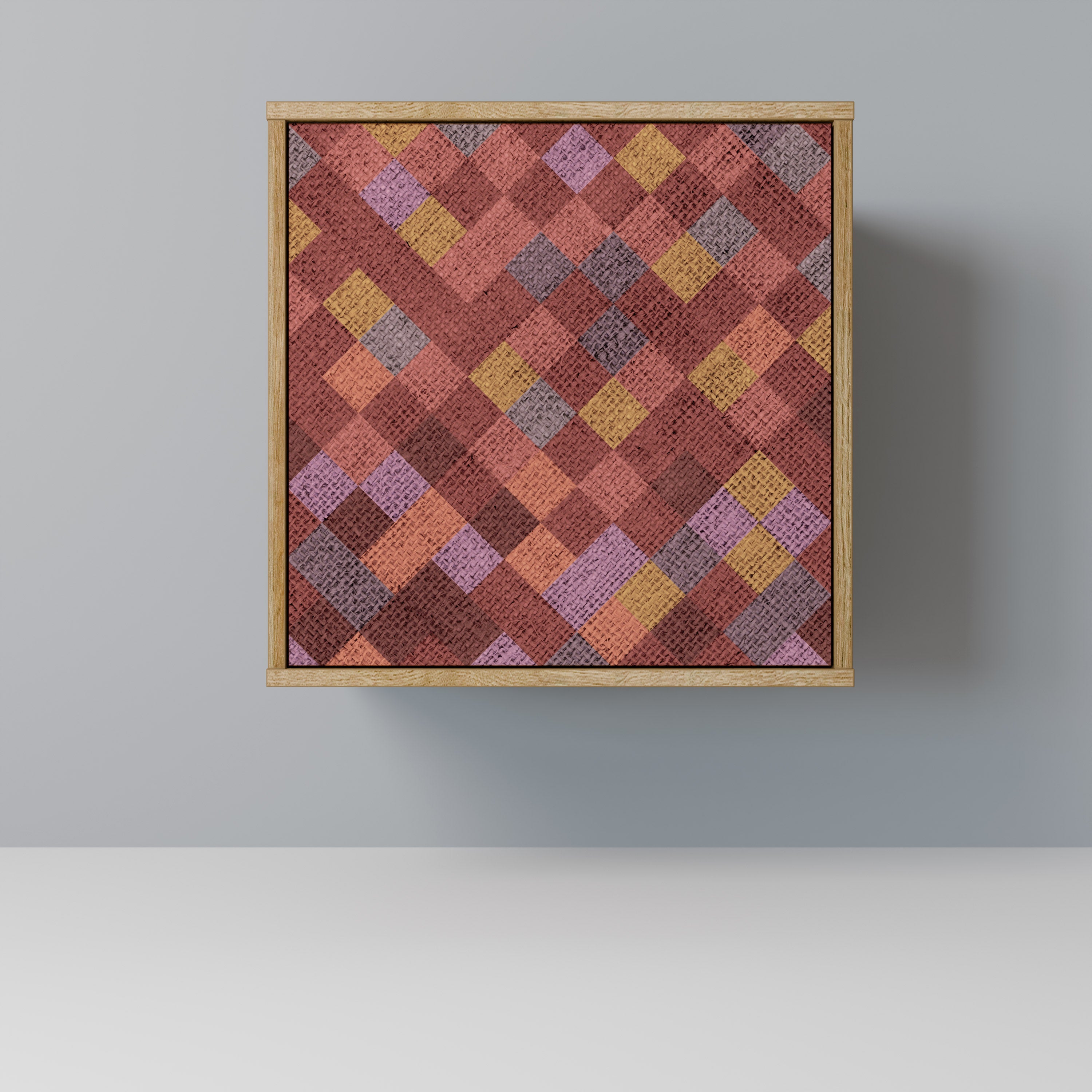 Aparador de 1 puerta PAINTED SQUARES con acabado efecto roble