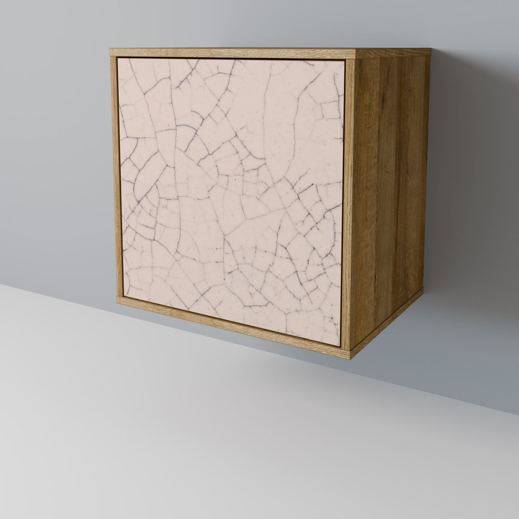 Aparador de 1 puerta con textura cerámica y acabado efecto roble