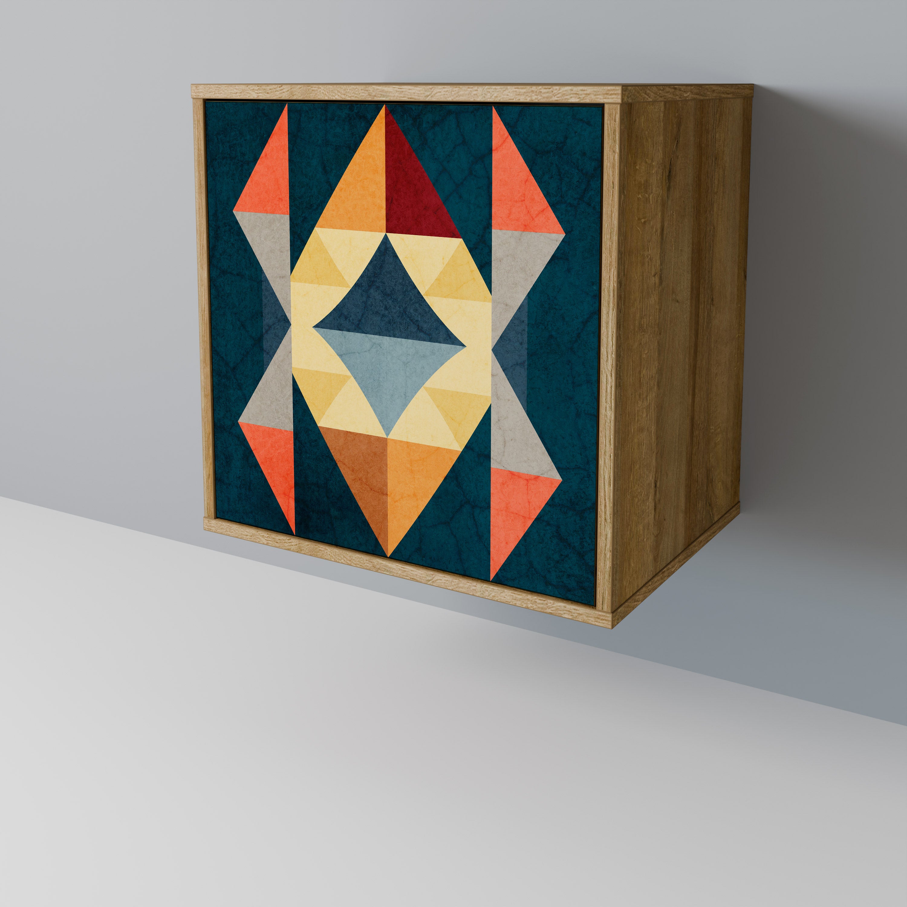 Aparador de una puerta CRACKED ILLUSION en efecto roble