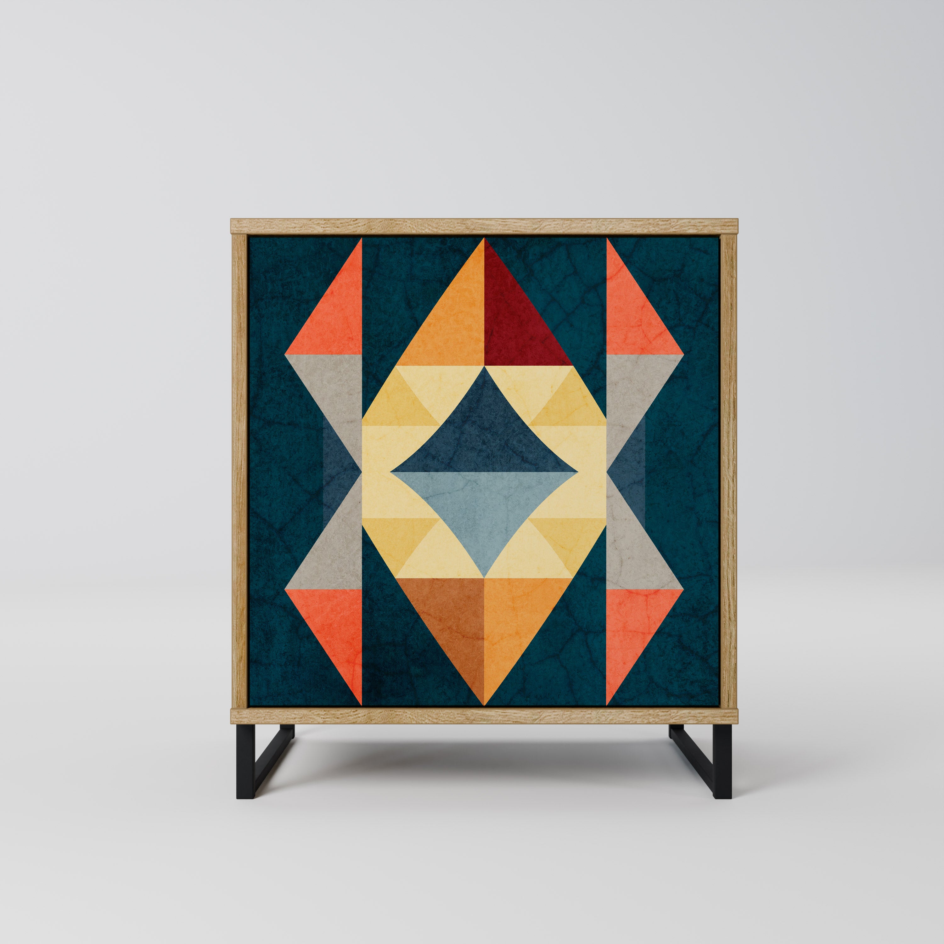 Aparador de una puerta CRACKED ILLUSION en efecto roble