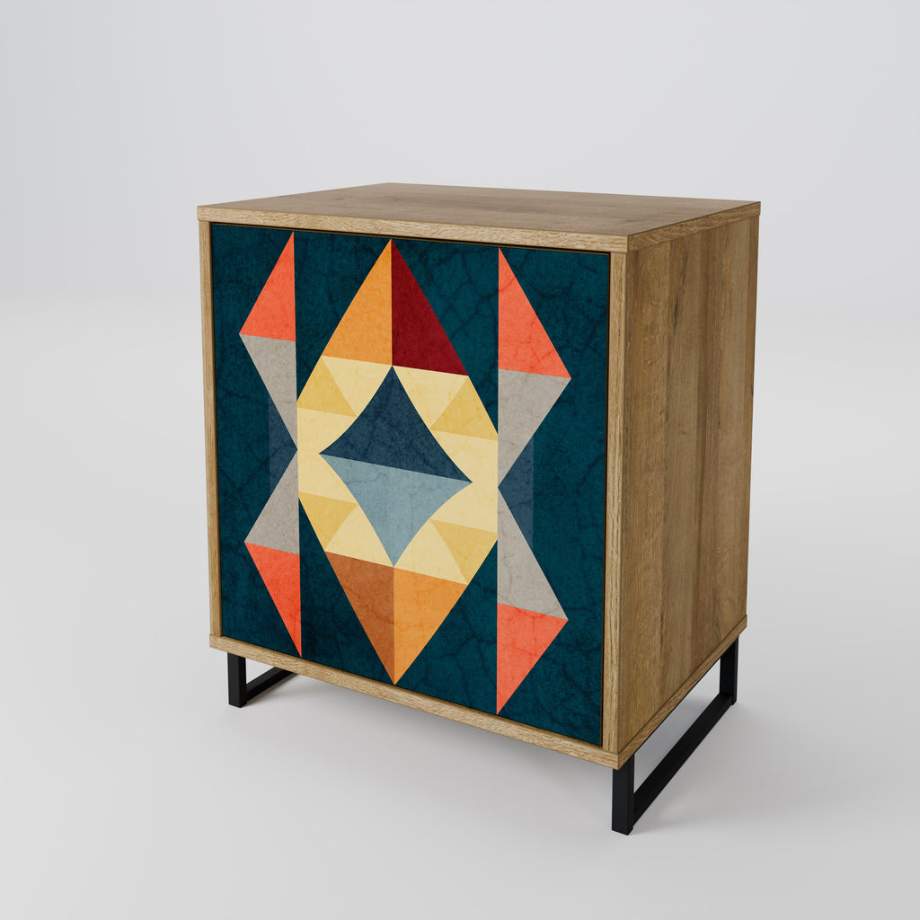 Aparador de una puerta CRACKED ILLUSION en efecto roble