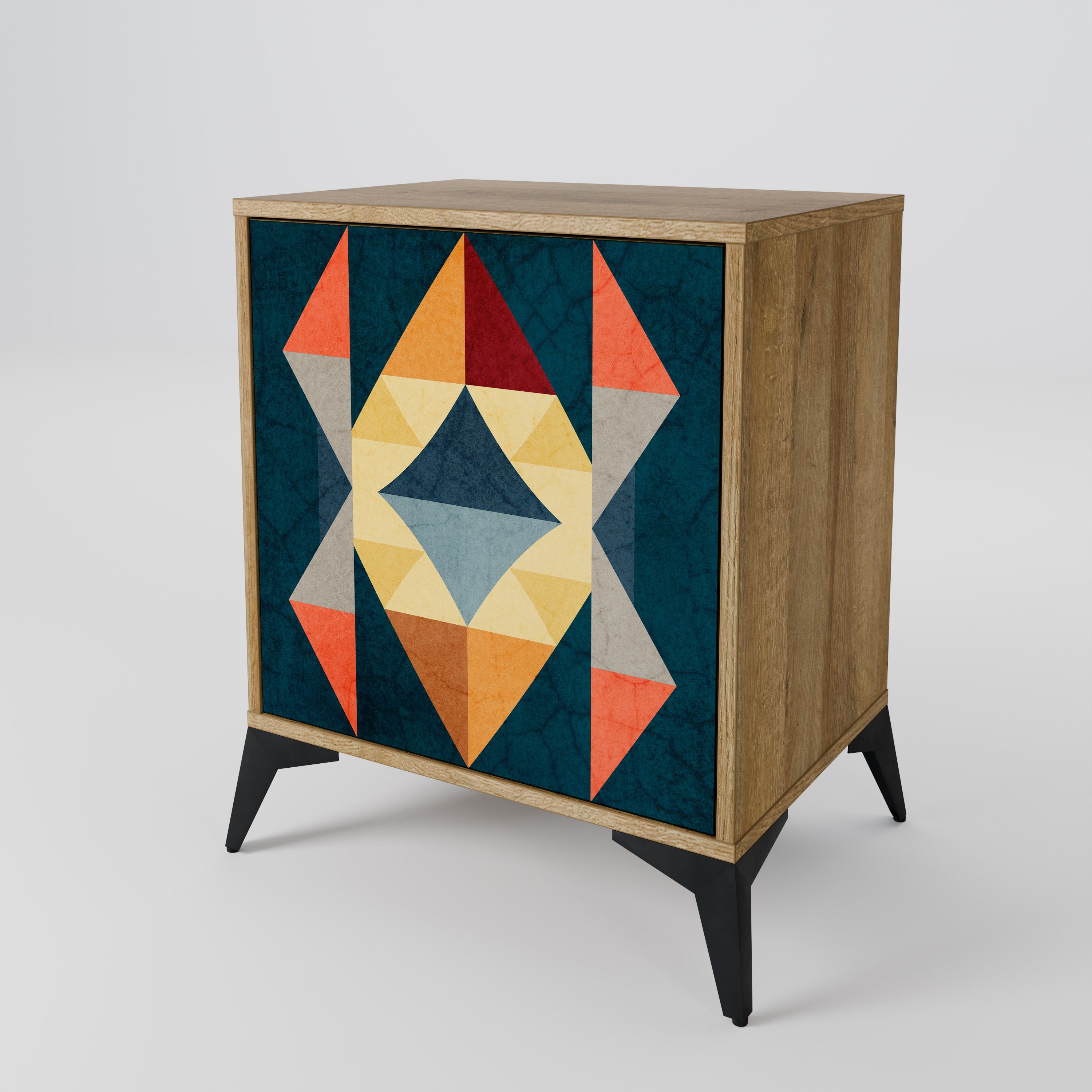 Aparador de una puerta CRACKED ILLUSION en efecto roble