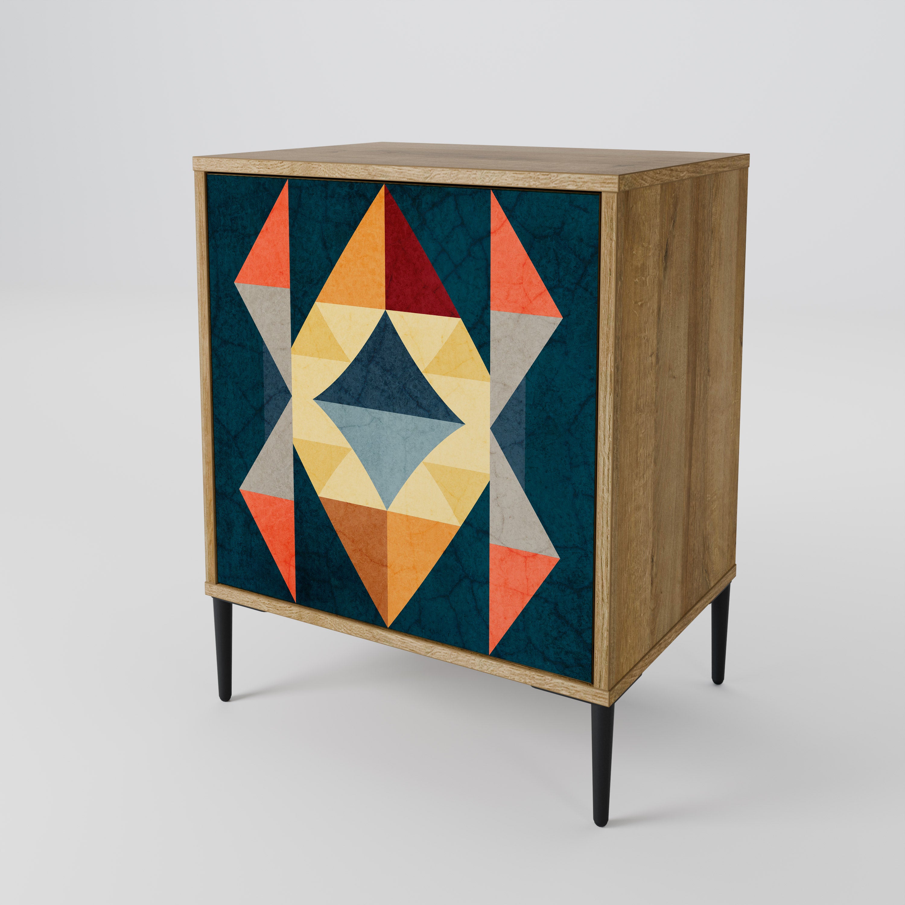 Aparador de una puerta CRACKED ILLUSION en efecto roble