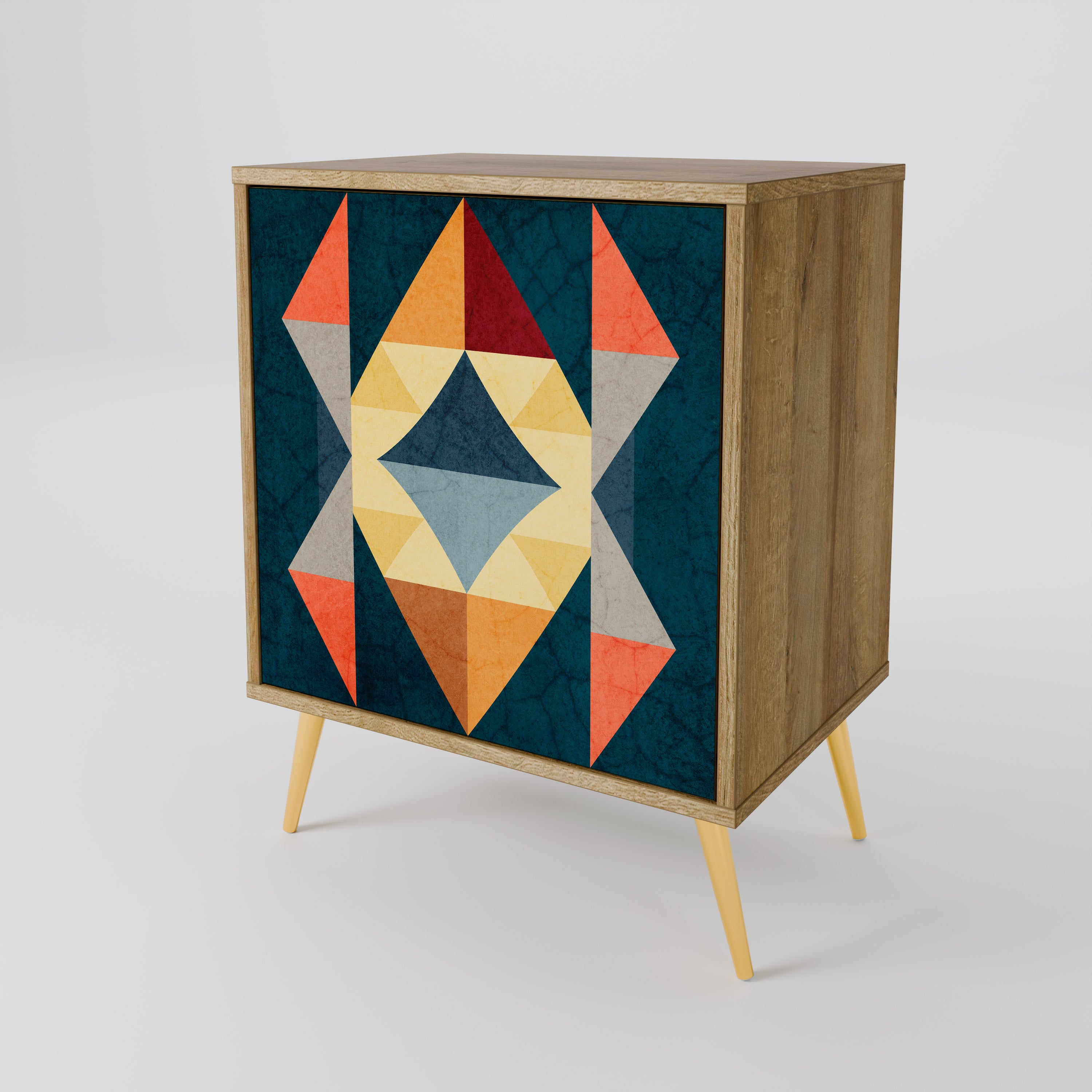 Aparador de una puerta CRACKED ILLUSION en efecto roble