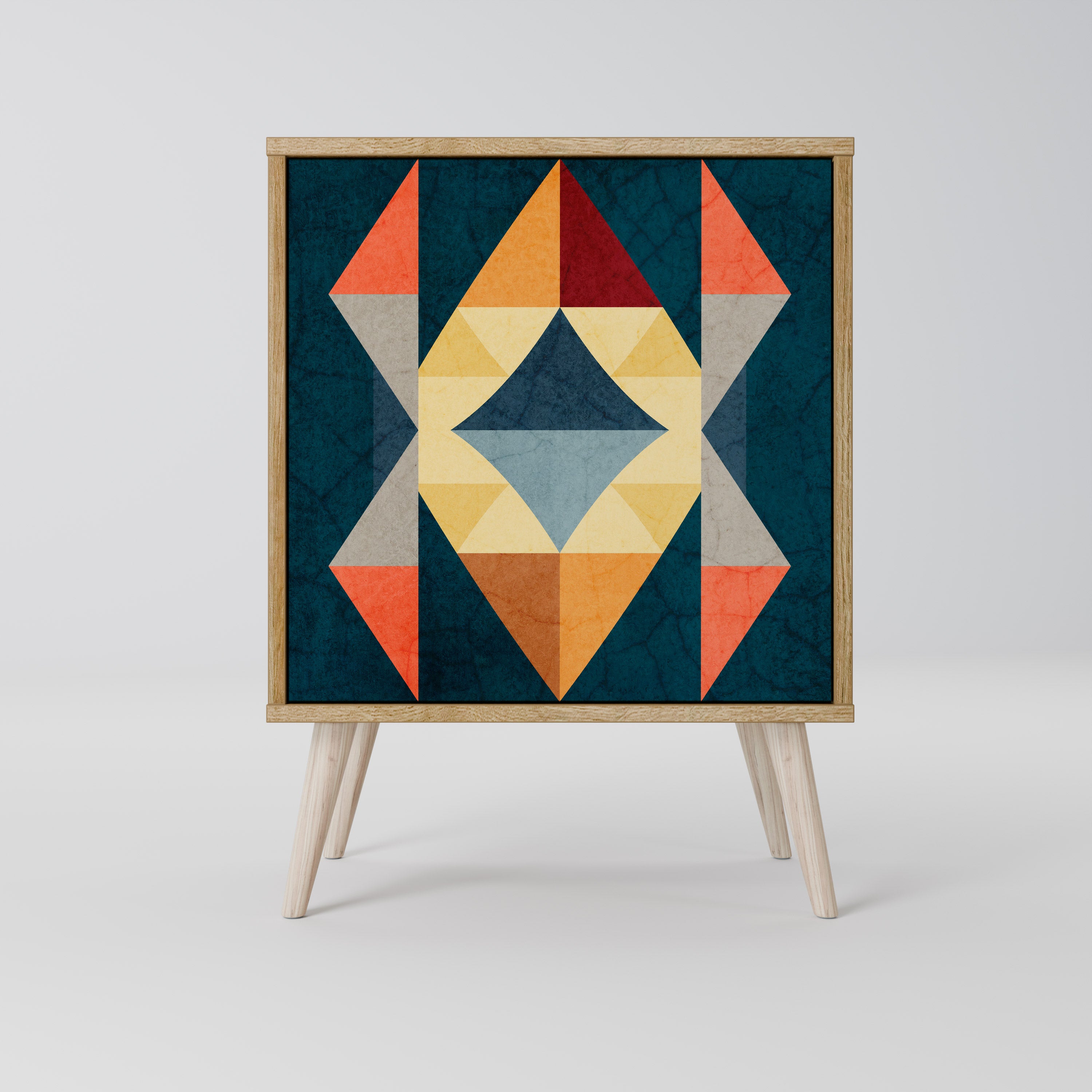 Aparador de una puerta CRACKED ILLUSION en efecto roble