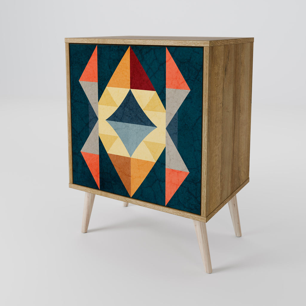 Aparador de una puerta CRACKED ILLUSION en efecto roble