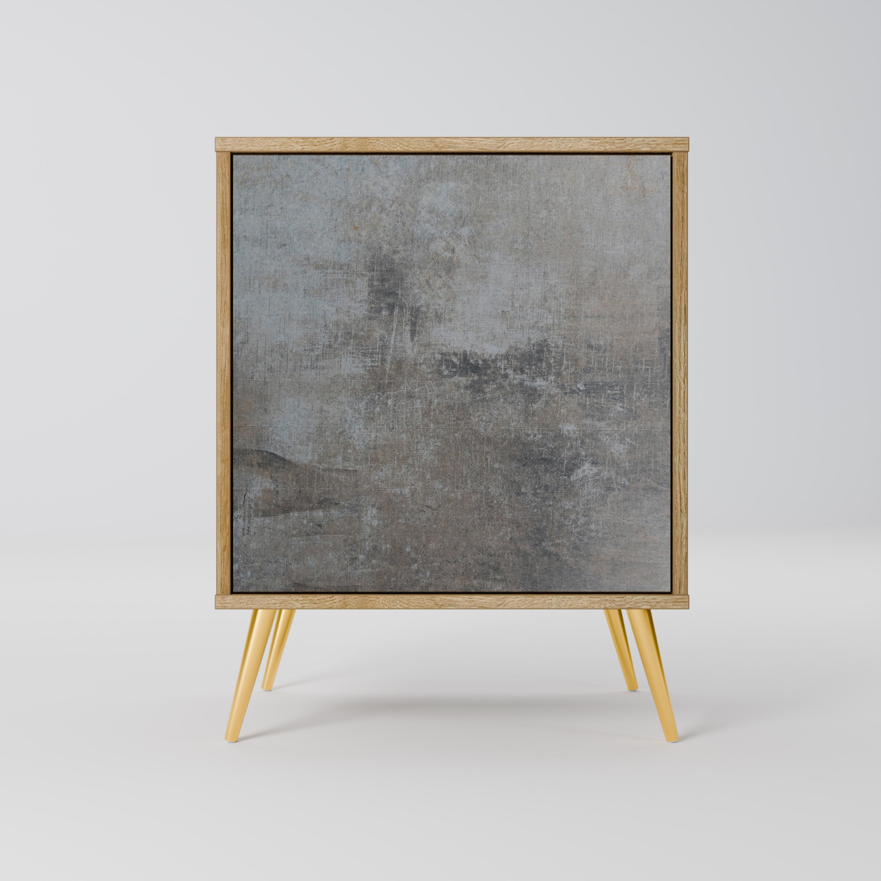 Aparador de 1 puerta CONCRETE WALL con acabado efecto roble