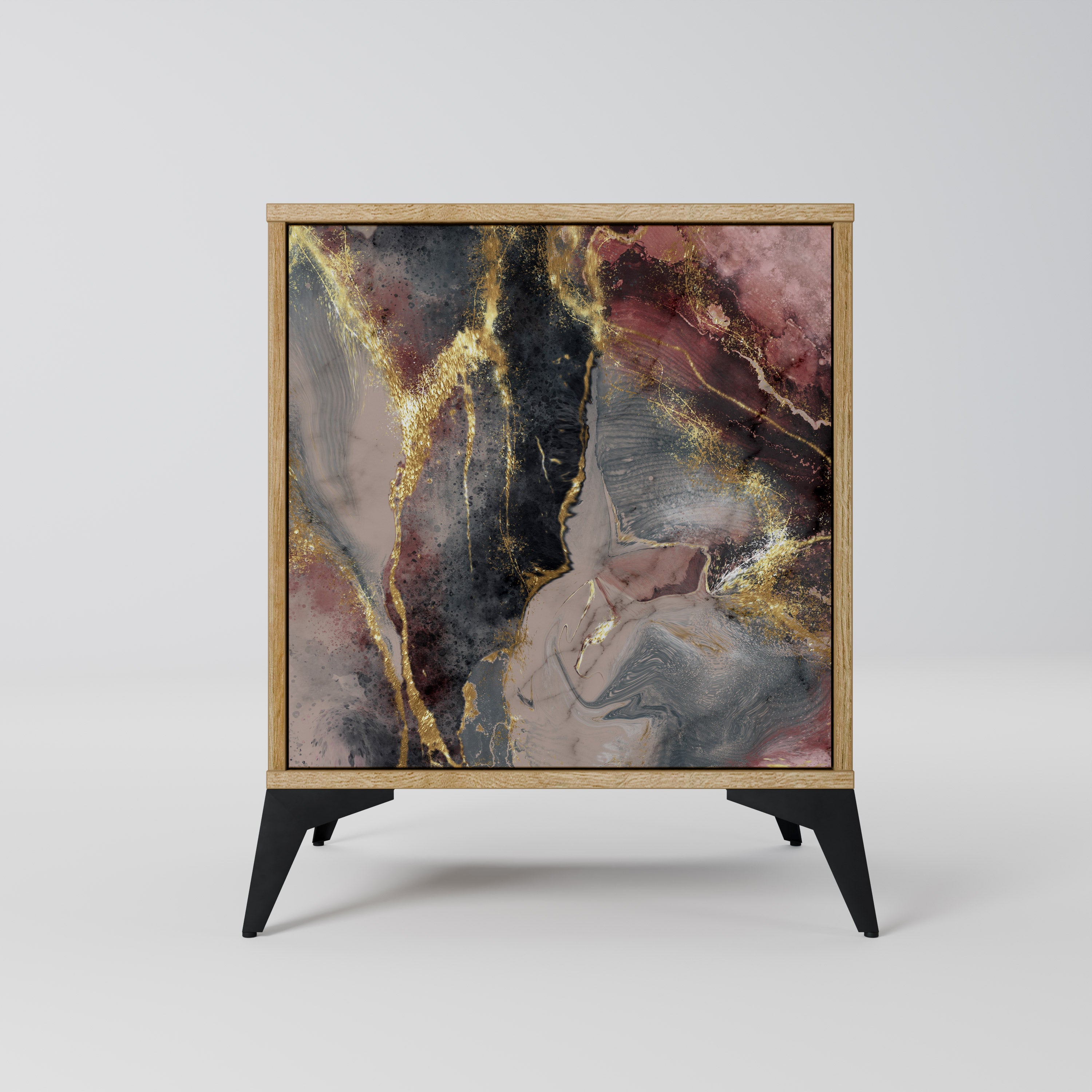 Aparador GOLDEN TIDES de 1 puerta con acabado efecto roble