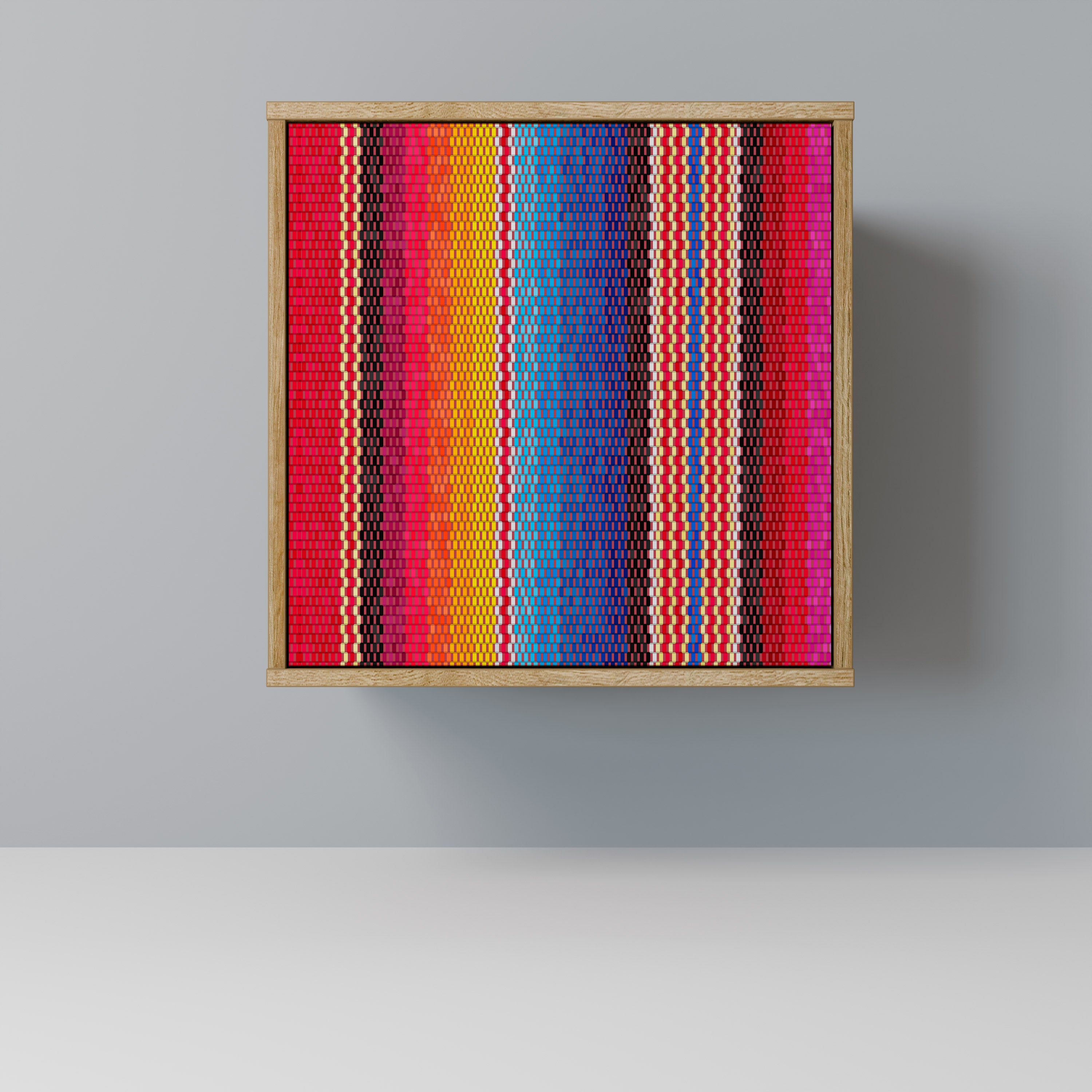 Aparador étnico mexicano de una puerta con acabado roble