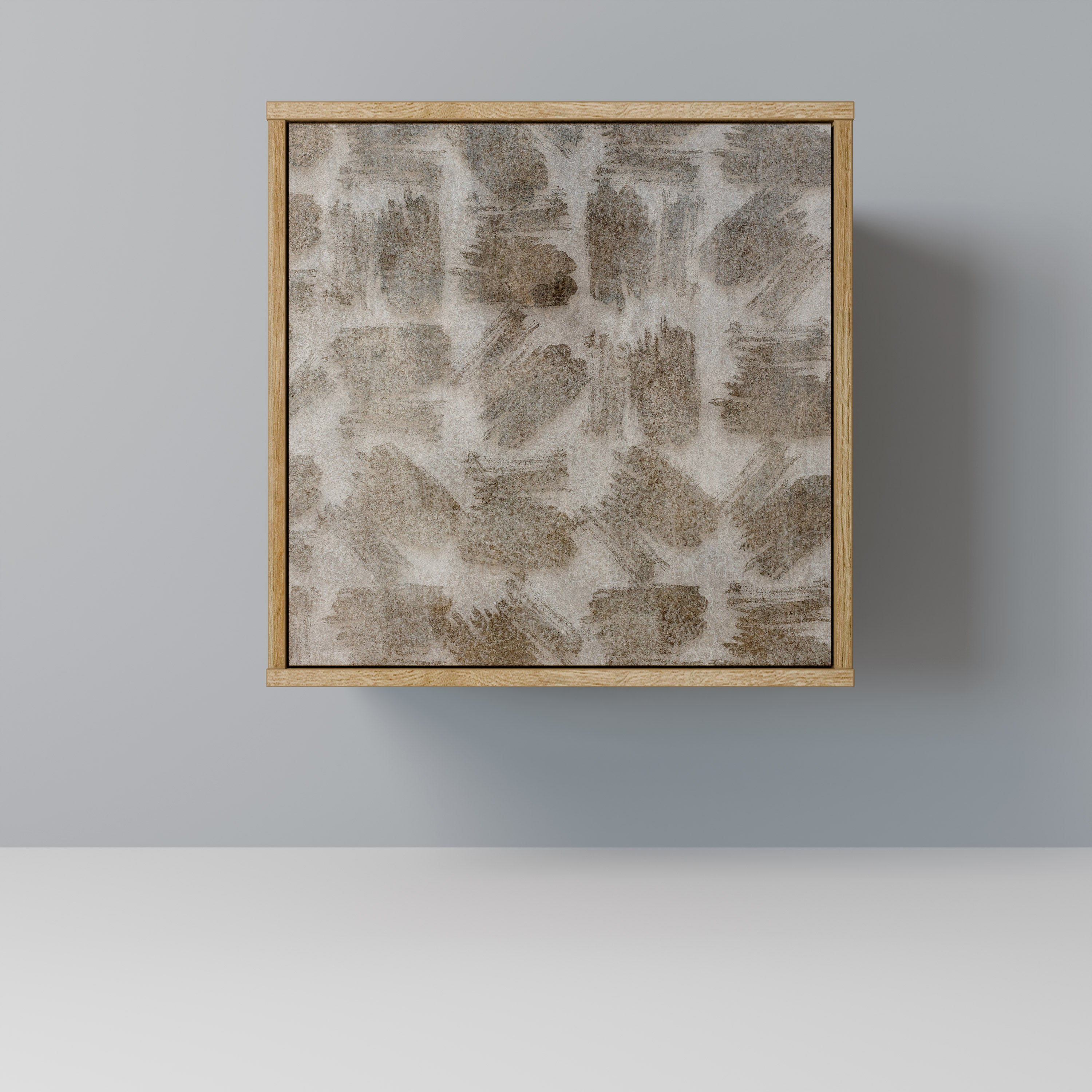 Aparador de una puerta con efecto roble, ligeramente difuminado