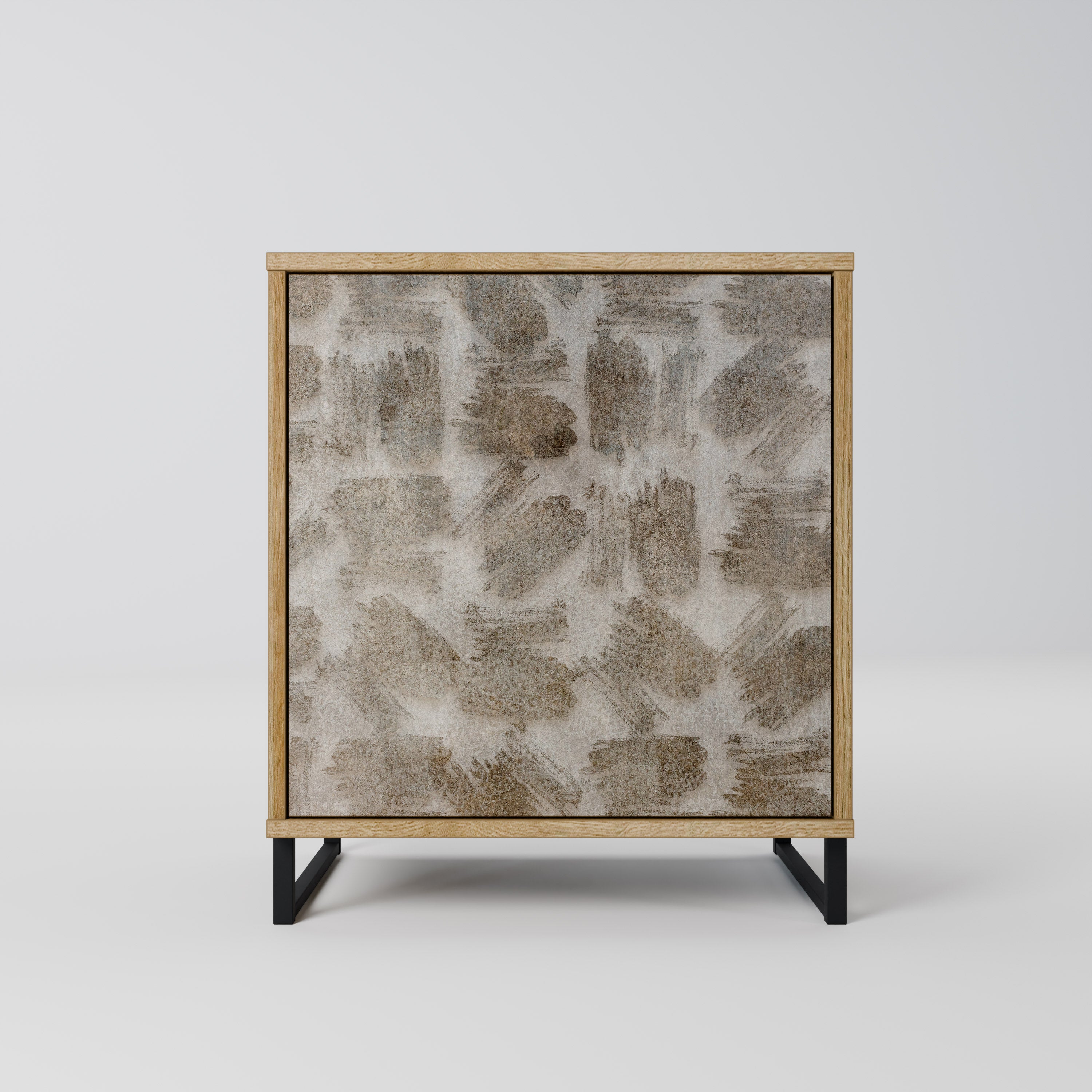 Aparador de una puerta con efecto roble, ligeramente difuminado