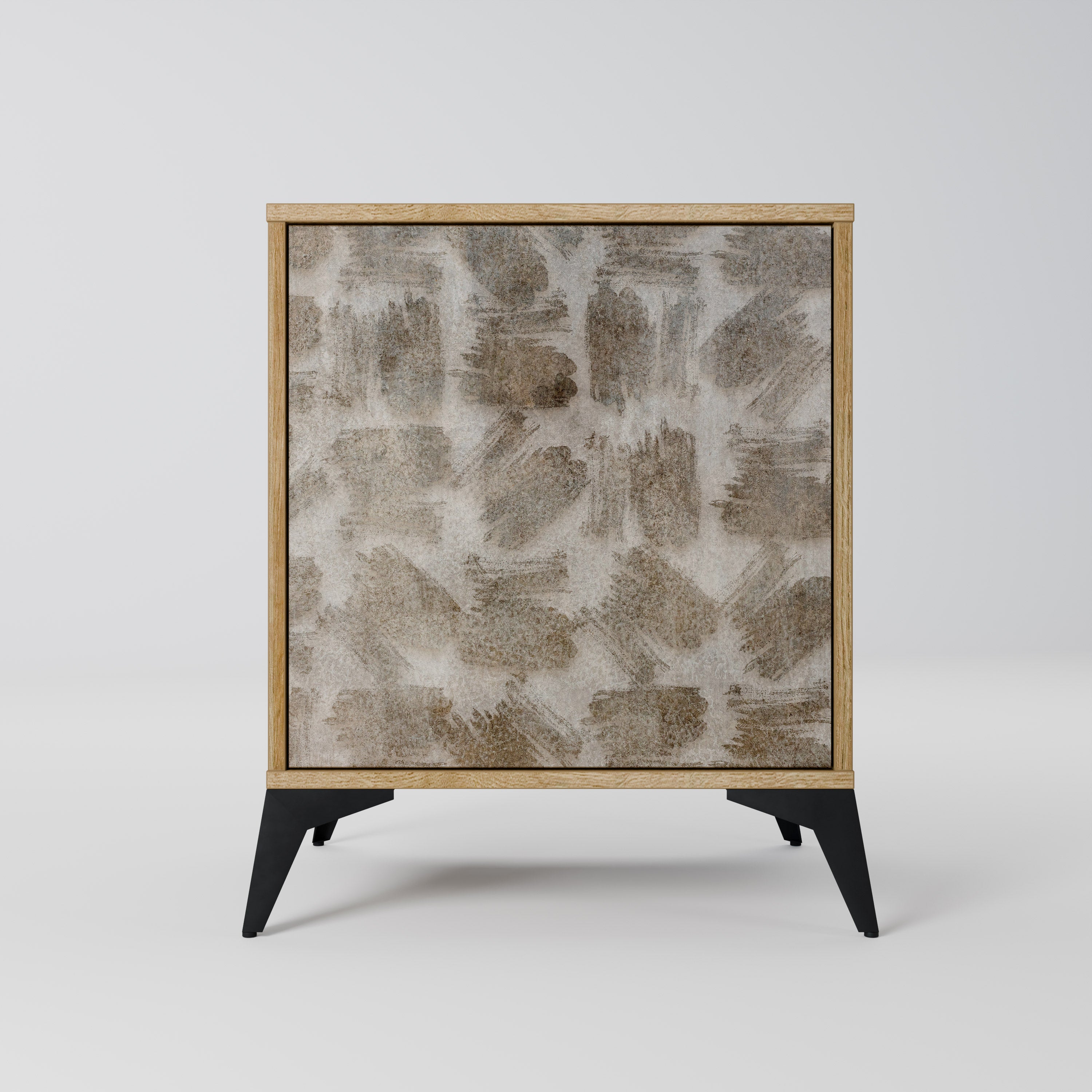 Aparador de una puerta con efecto roble, ligeramente difuminado