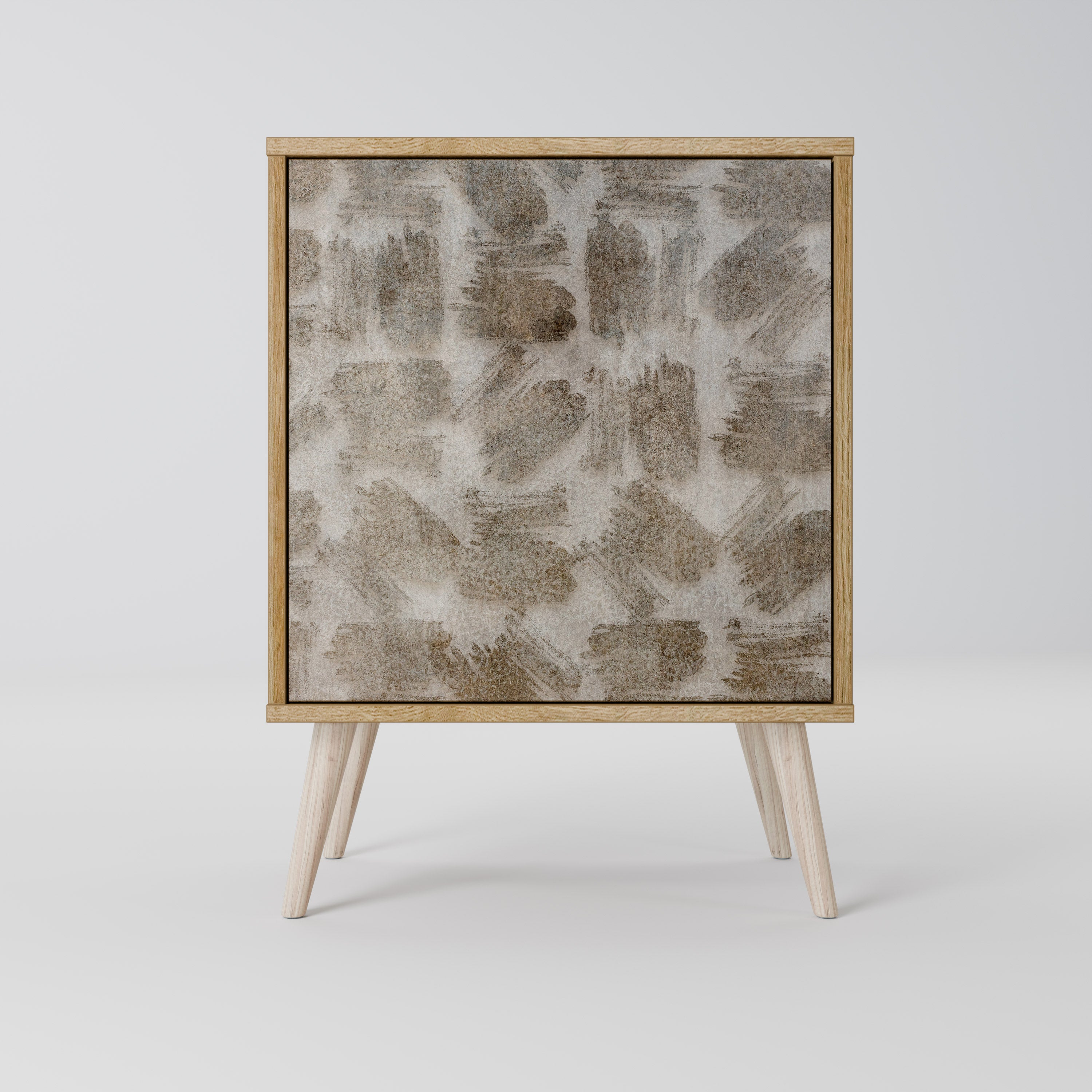 Aparador de una puerta con efecto roble, ligeramente difuminado