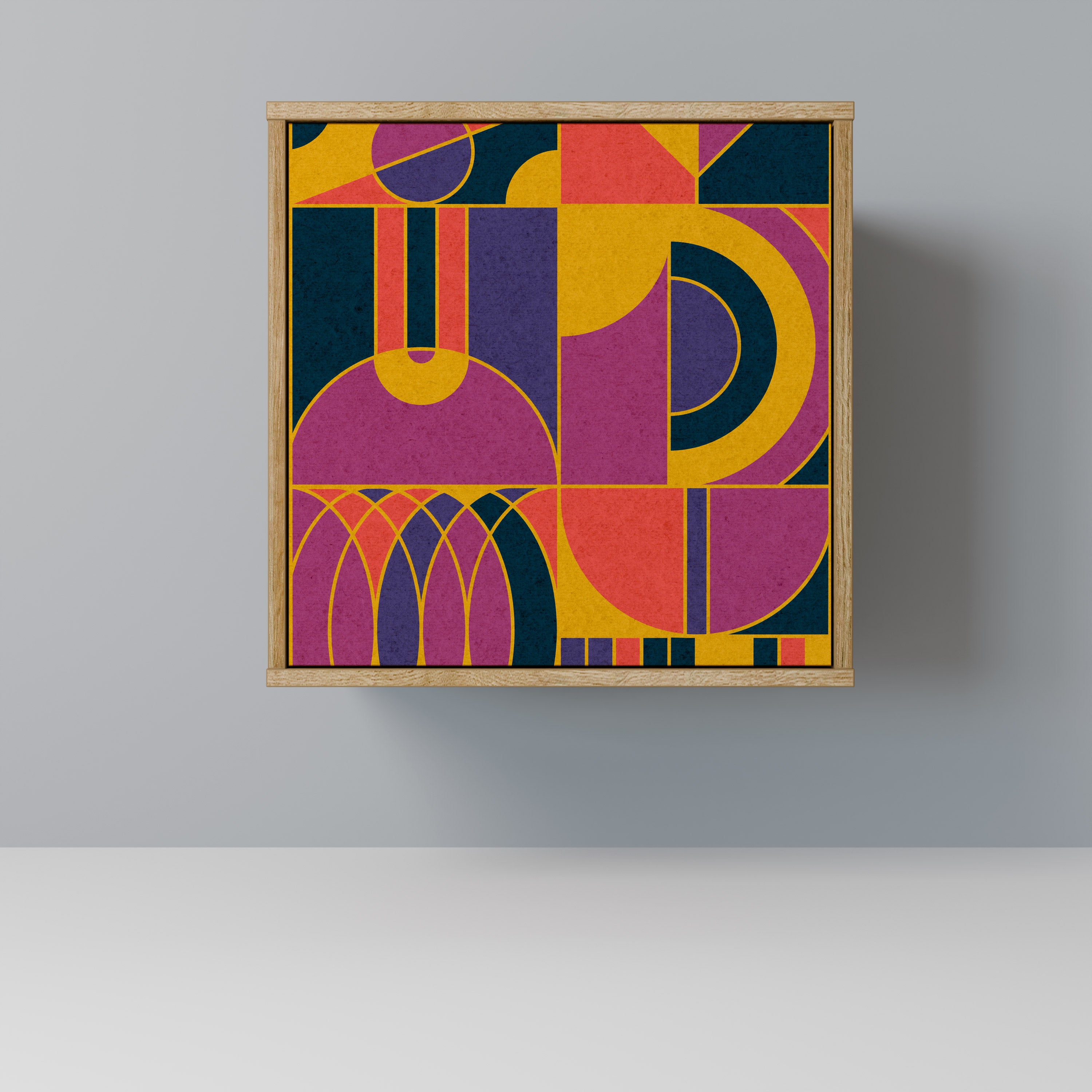 Aparador de 1 puerta ELECTRIC PATTERNS con acabado efecto roble