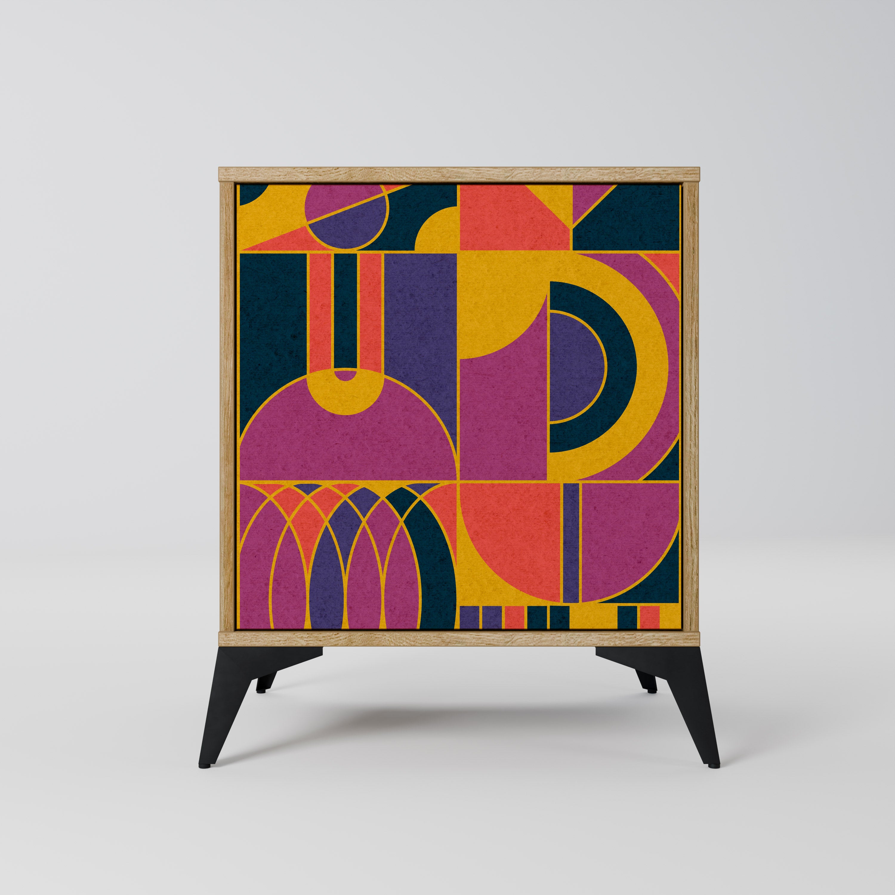 Aparador de 1 puerta ELECTRIC PATTERNS con acabado efecto roble