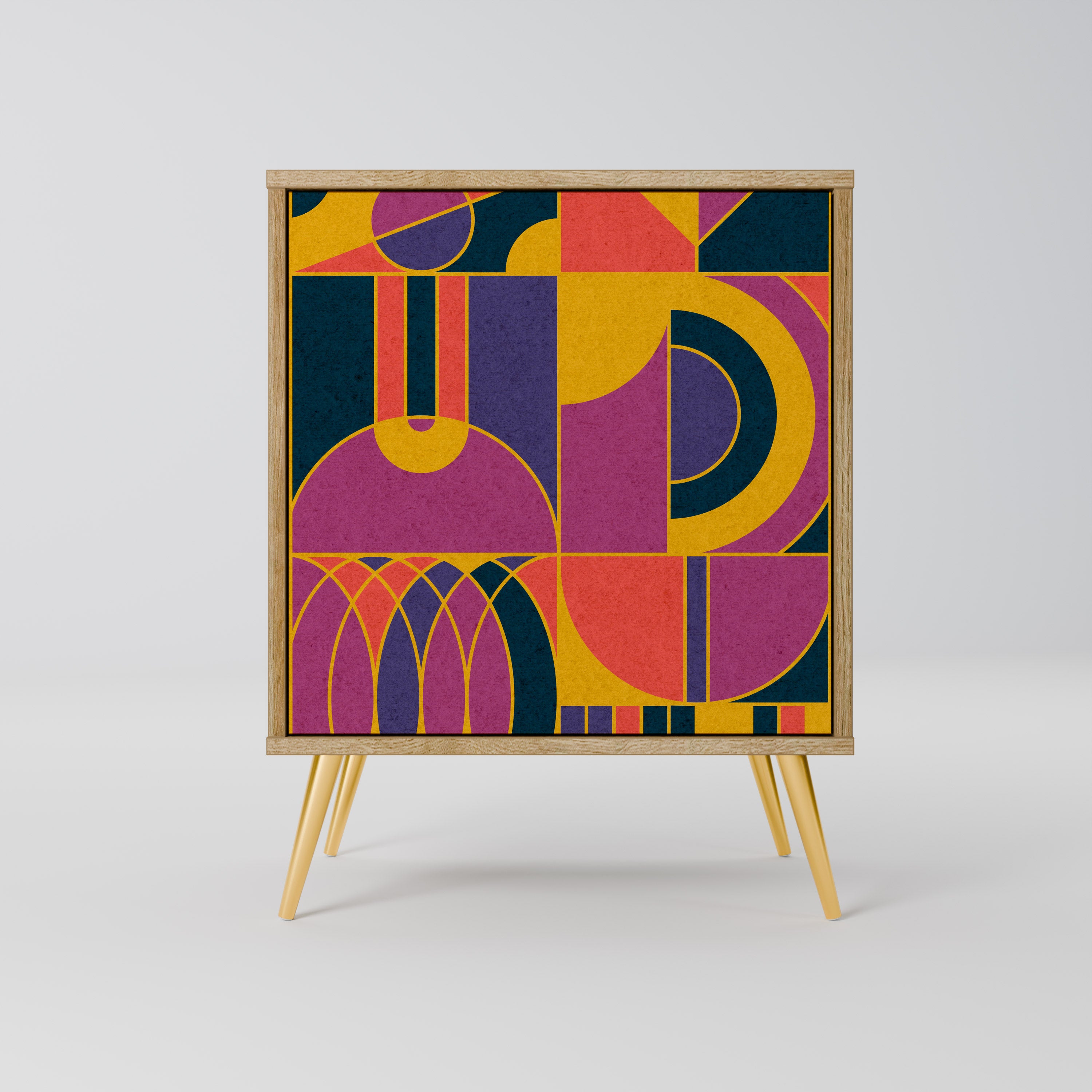 Aparador de 1 puerta ELECTRIC PATTERNS con acabado efecto roble