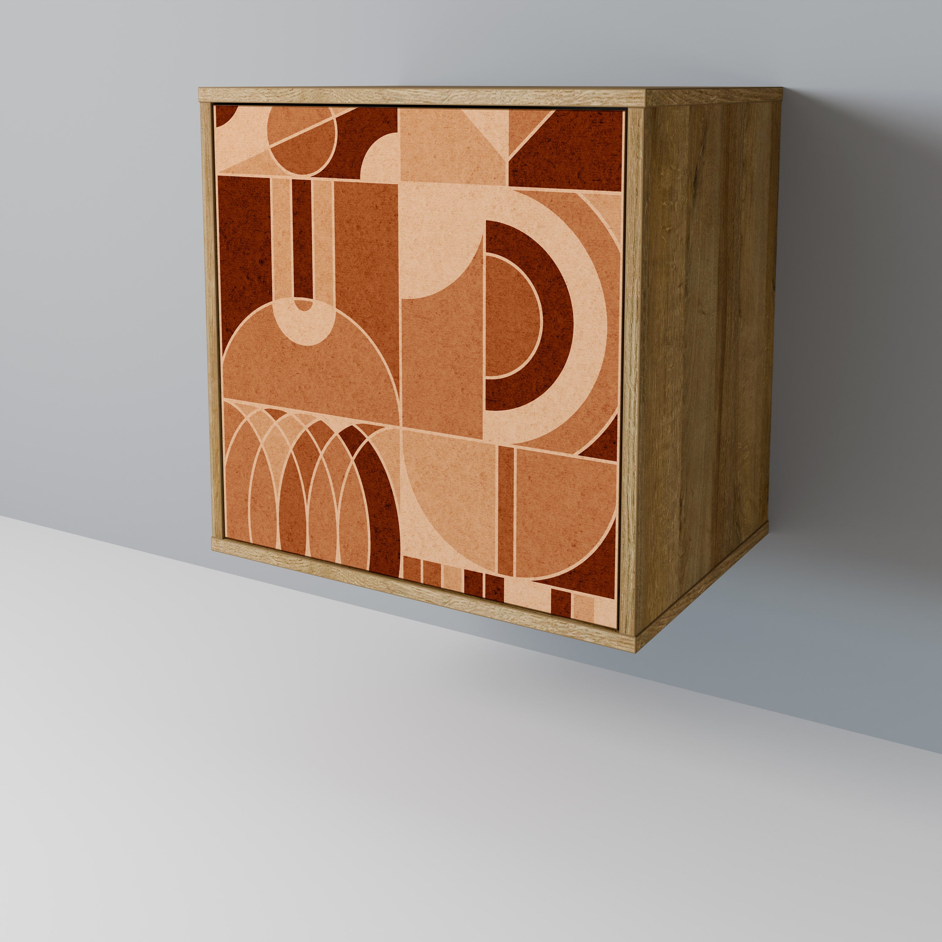 Aparador PRISM MOSAIC de 1 puerta con acabado efecto roble