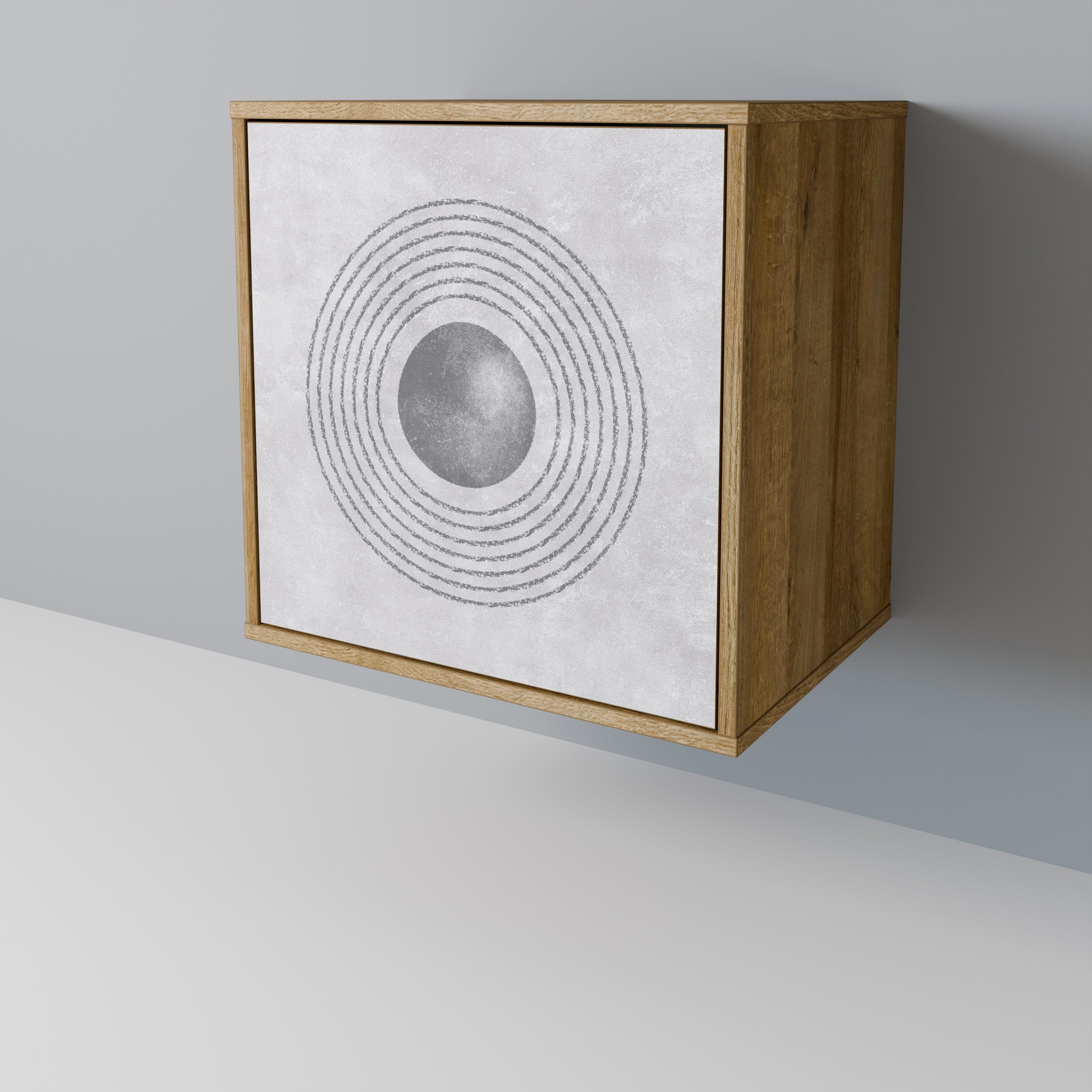 Aparador SOLID CIRCLES de 1 puerta con acabado roble