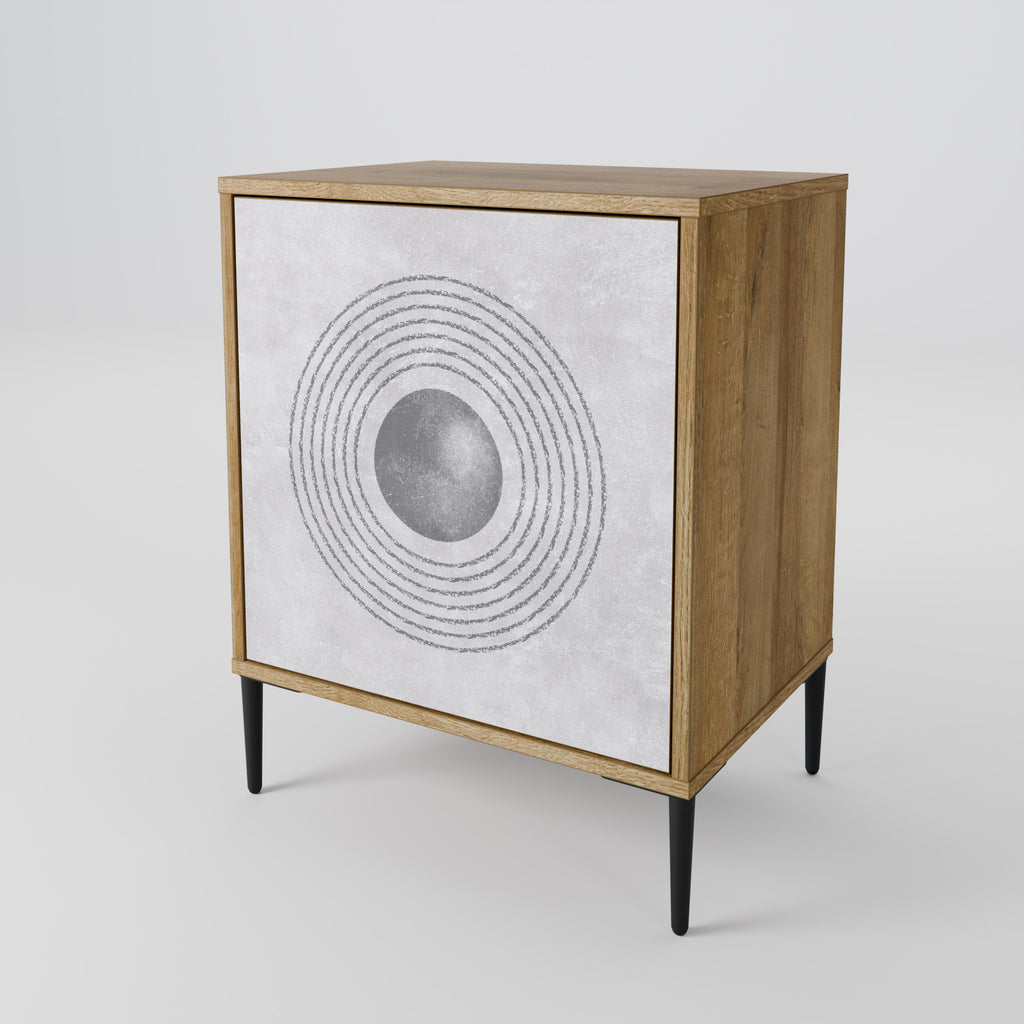 Aparador SOLID CIRCLES de 1 puerta con acabado roble